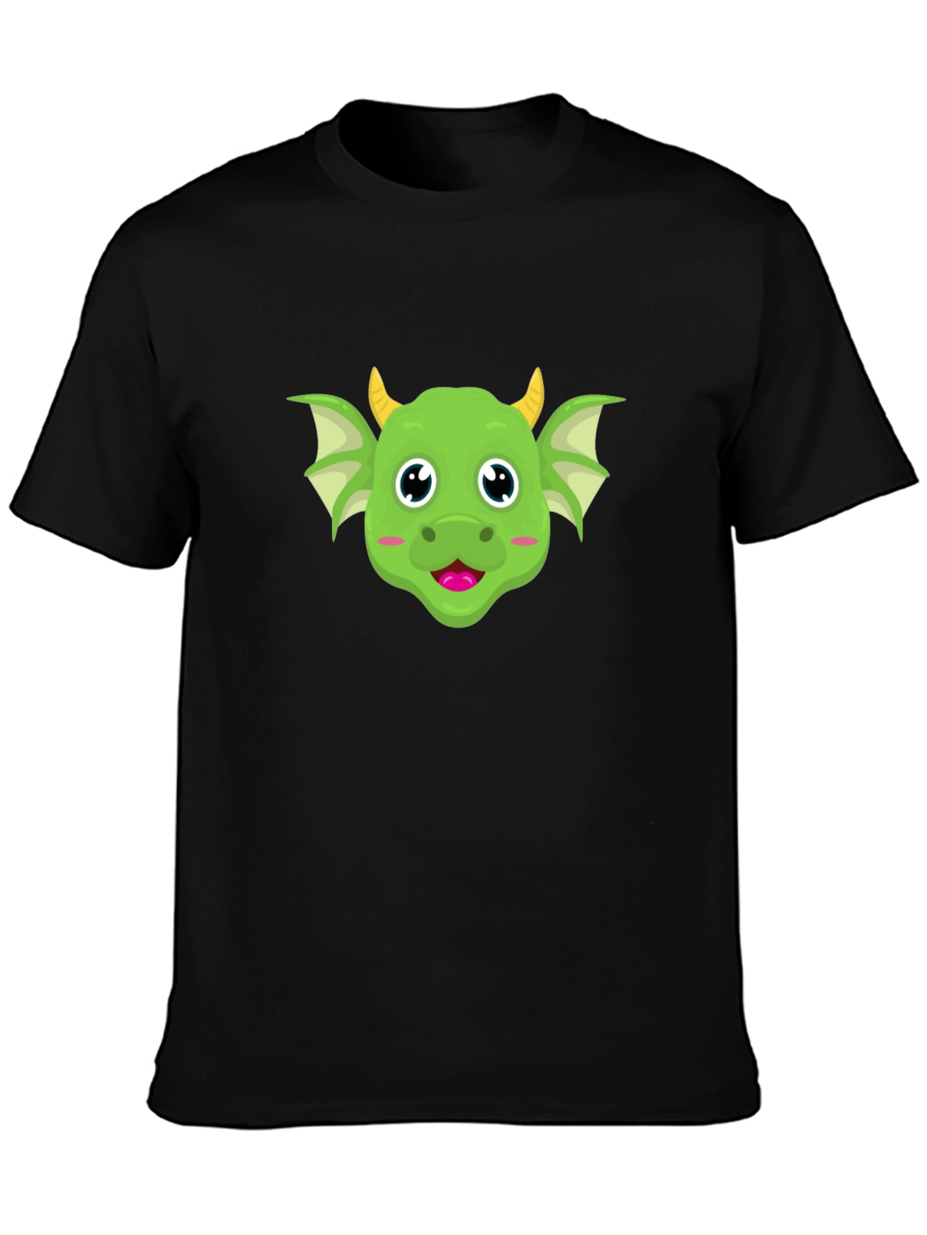 Black Cute Dragon Cartoon Graphic Tee view 3