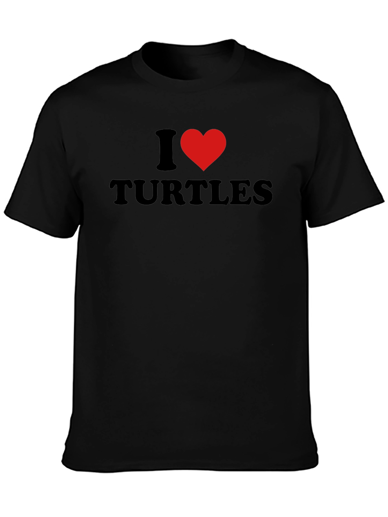 Black I Heart Turtles Black T-Shirt - Men's Crew Neck view 3