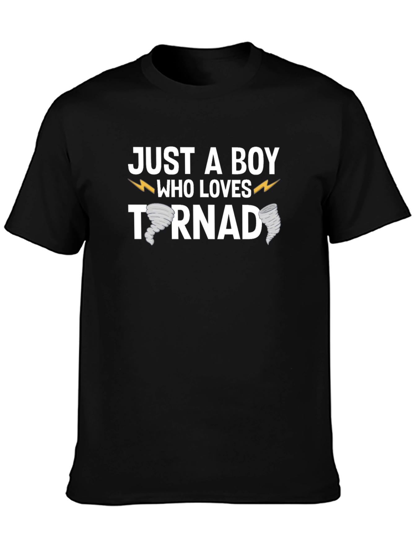 Black Just a Boy Who Loves Tornados T-Shirt view 3
