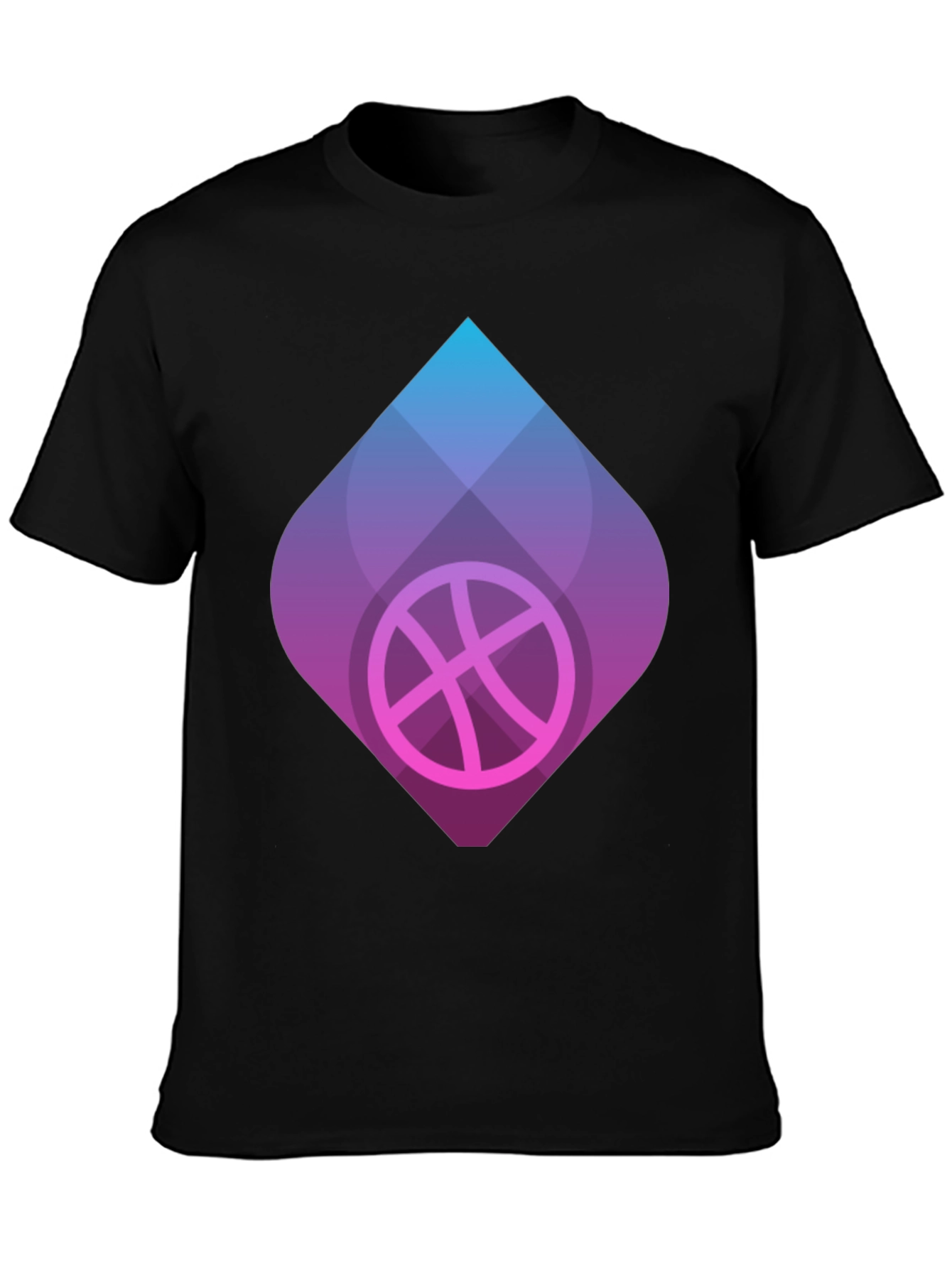 Black Men's Black Graphic Tee - Basketball Design view 3