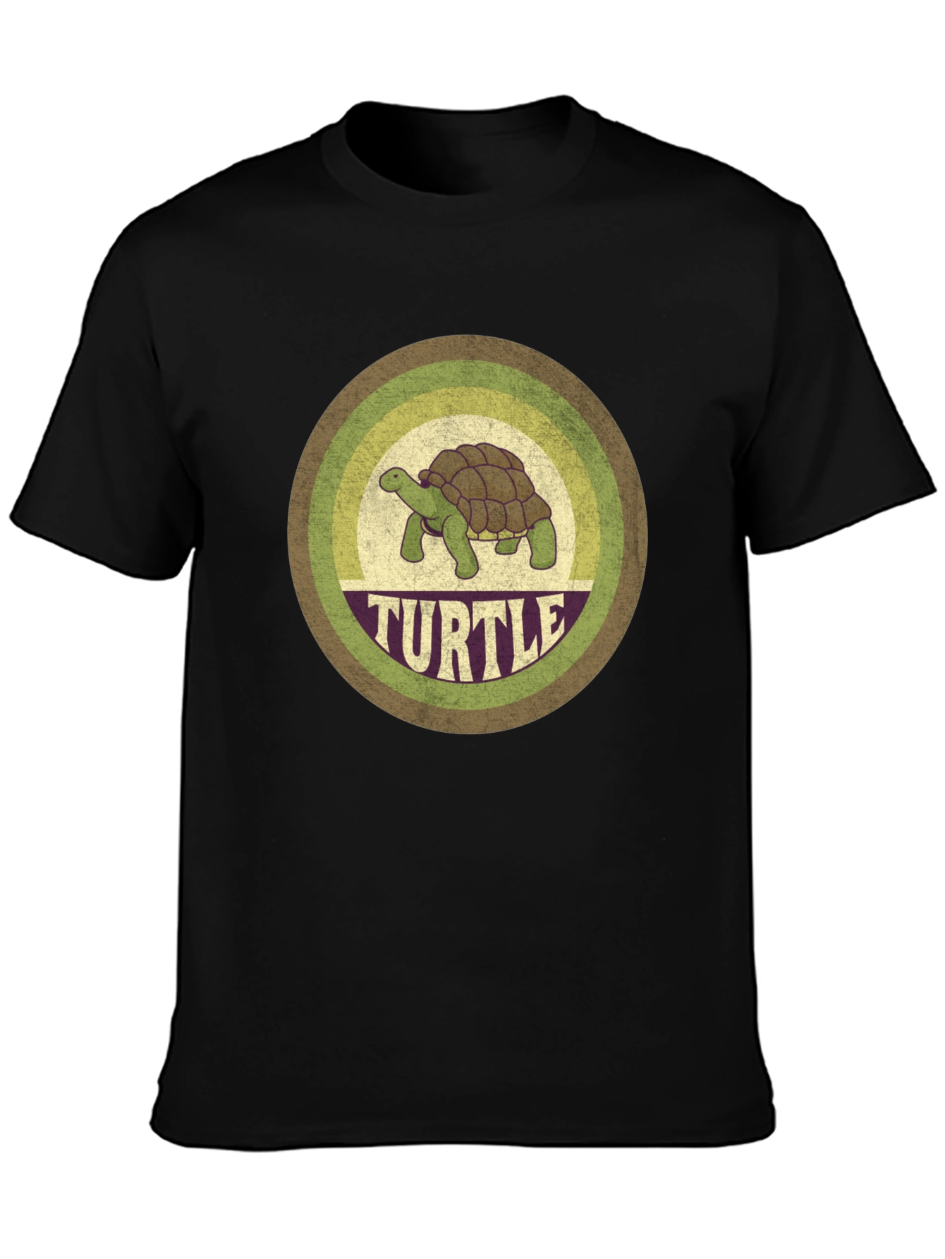 Black Retro Turtle Graphic Tee - Vintage Style Comfort view 3