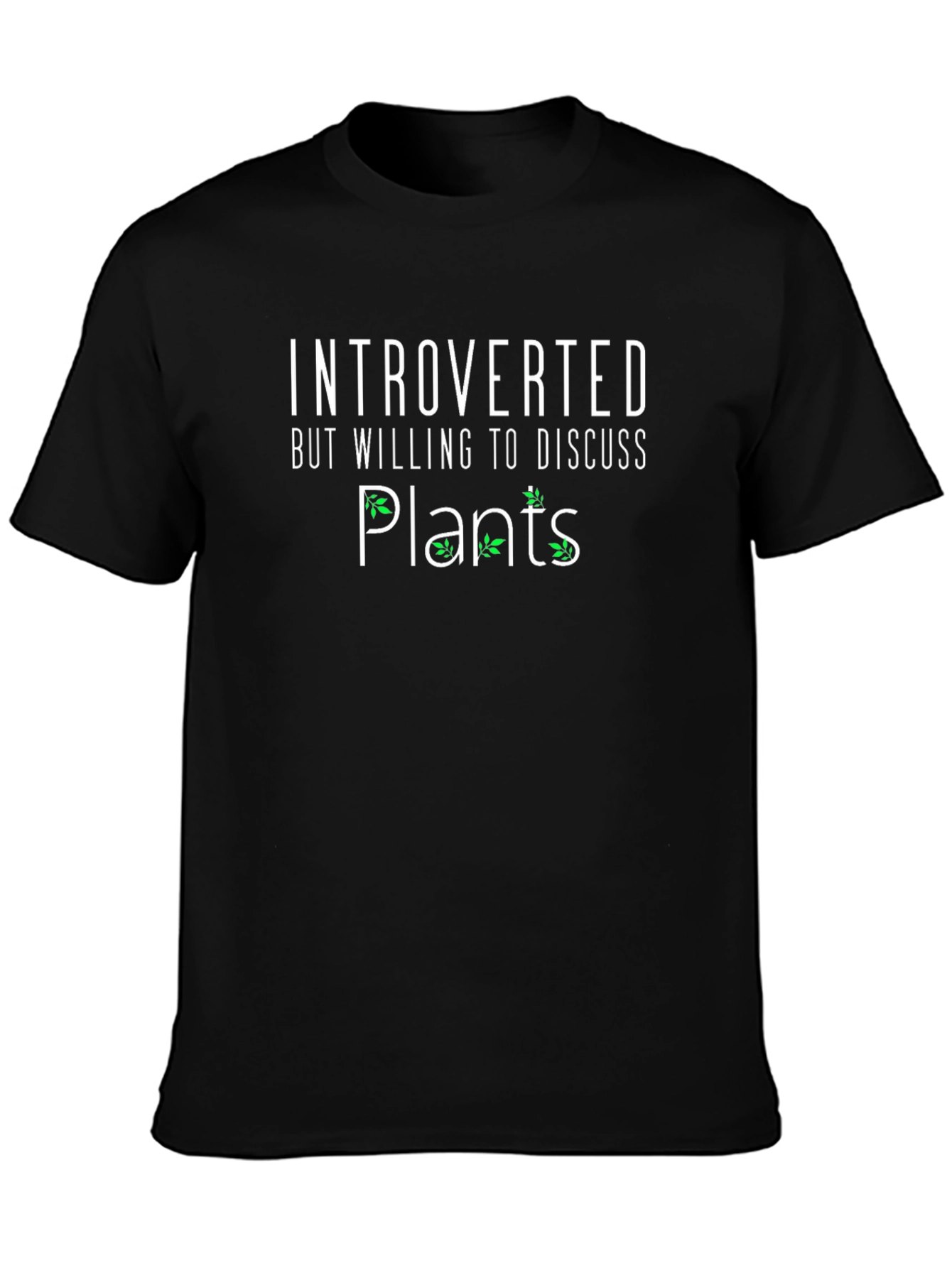 Black Introverted Plants Graphic T-Shirt - Black view 3