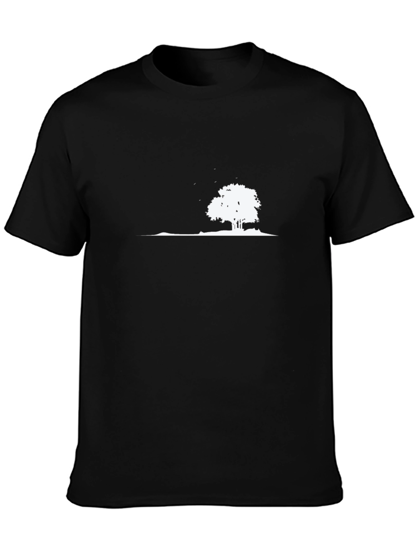 Black Minimalist Tree Graphic Black Tee view 3