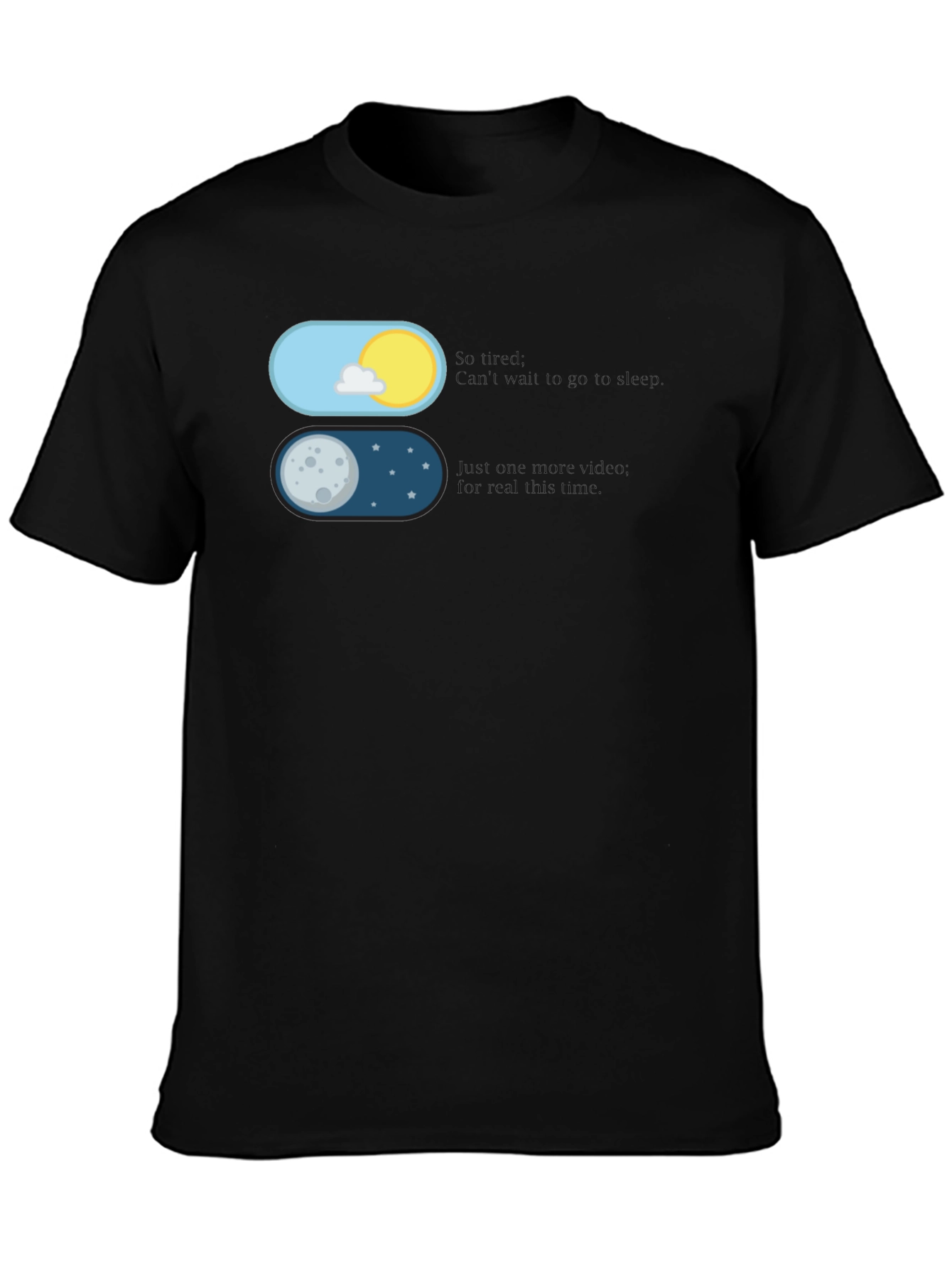 Black Sleep Mode Funny T-Shirt view 3