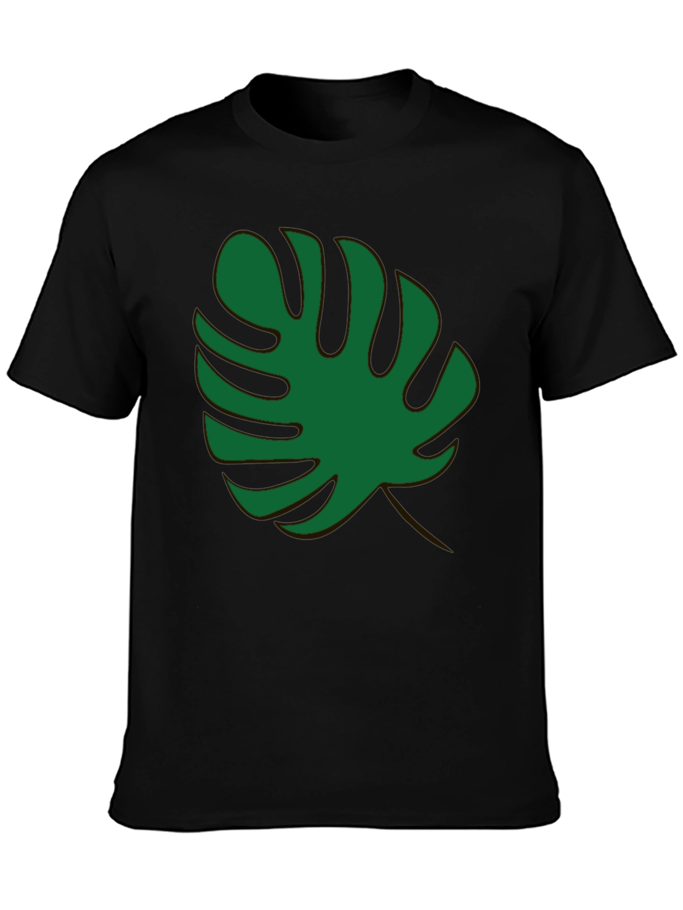 Black Tropical Monstera Leaf Black T-Shirt view 3