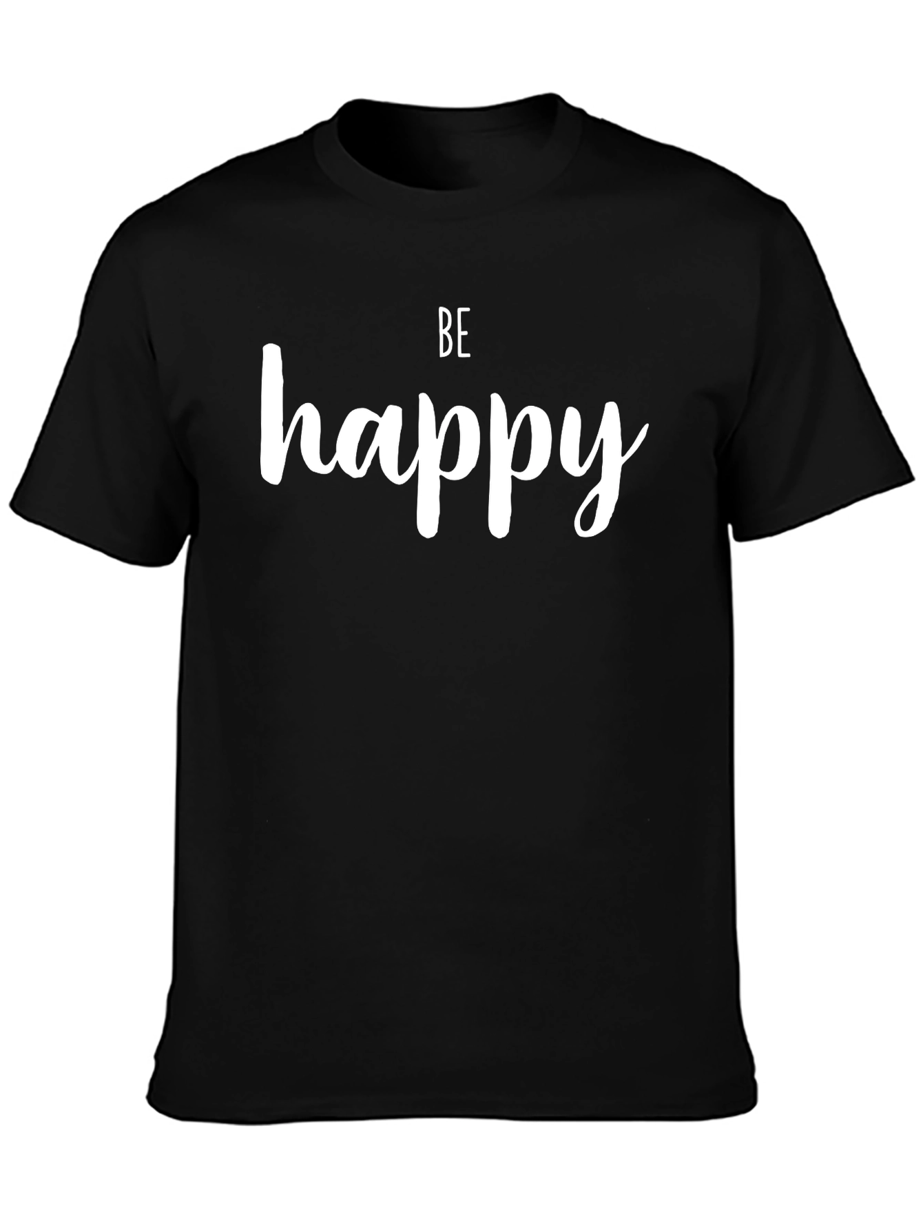 Black Be Happy Black Graphic Tee - Inspirational Fashion view 3