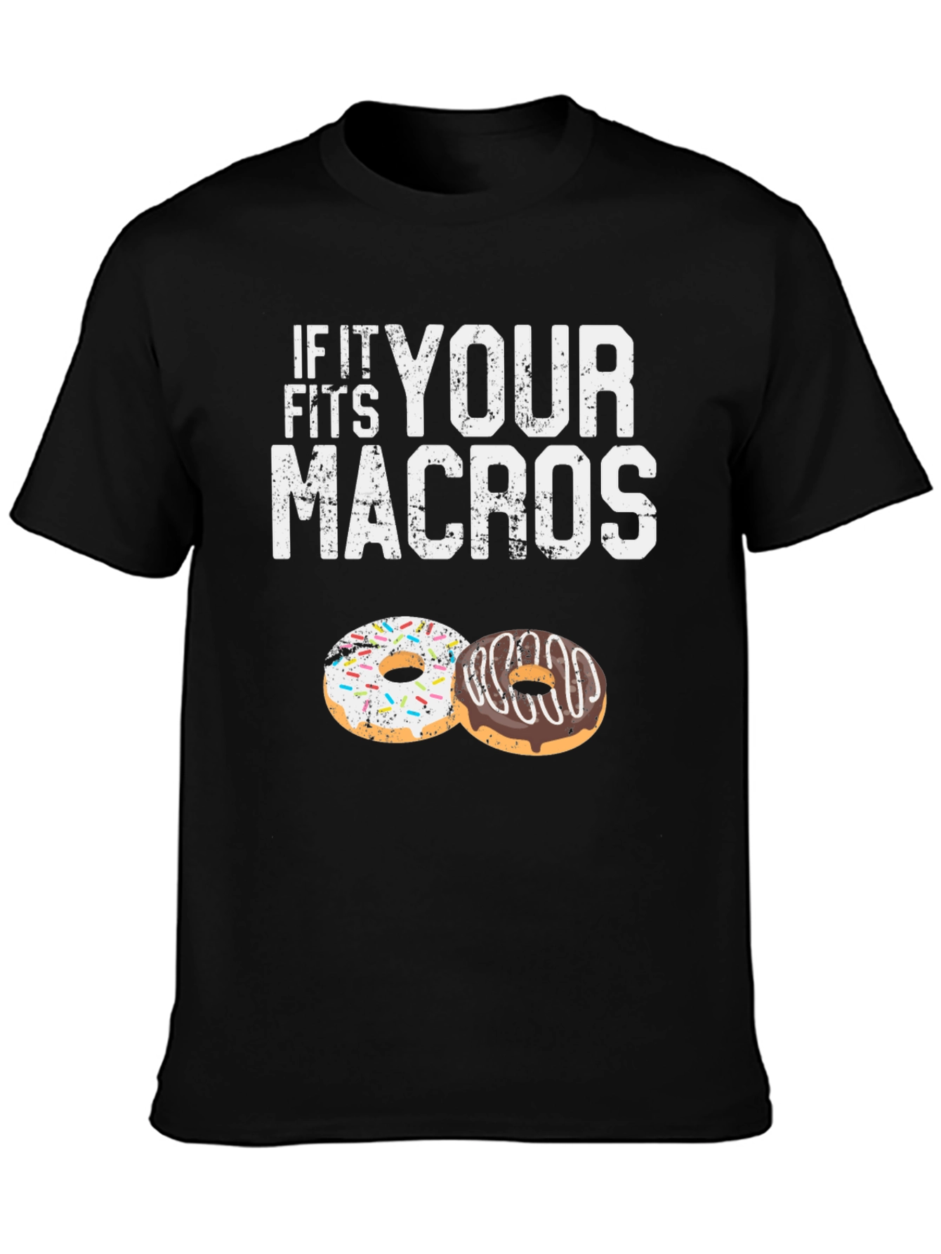 Black If It Fits Your Macros T-Shirt Doughnut Lover view 3
