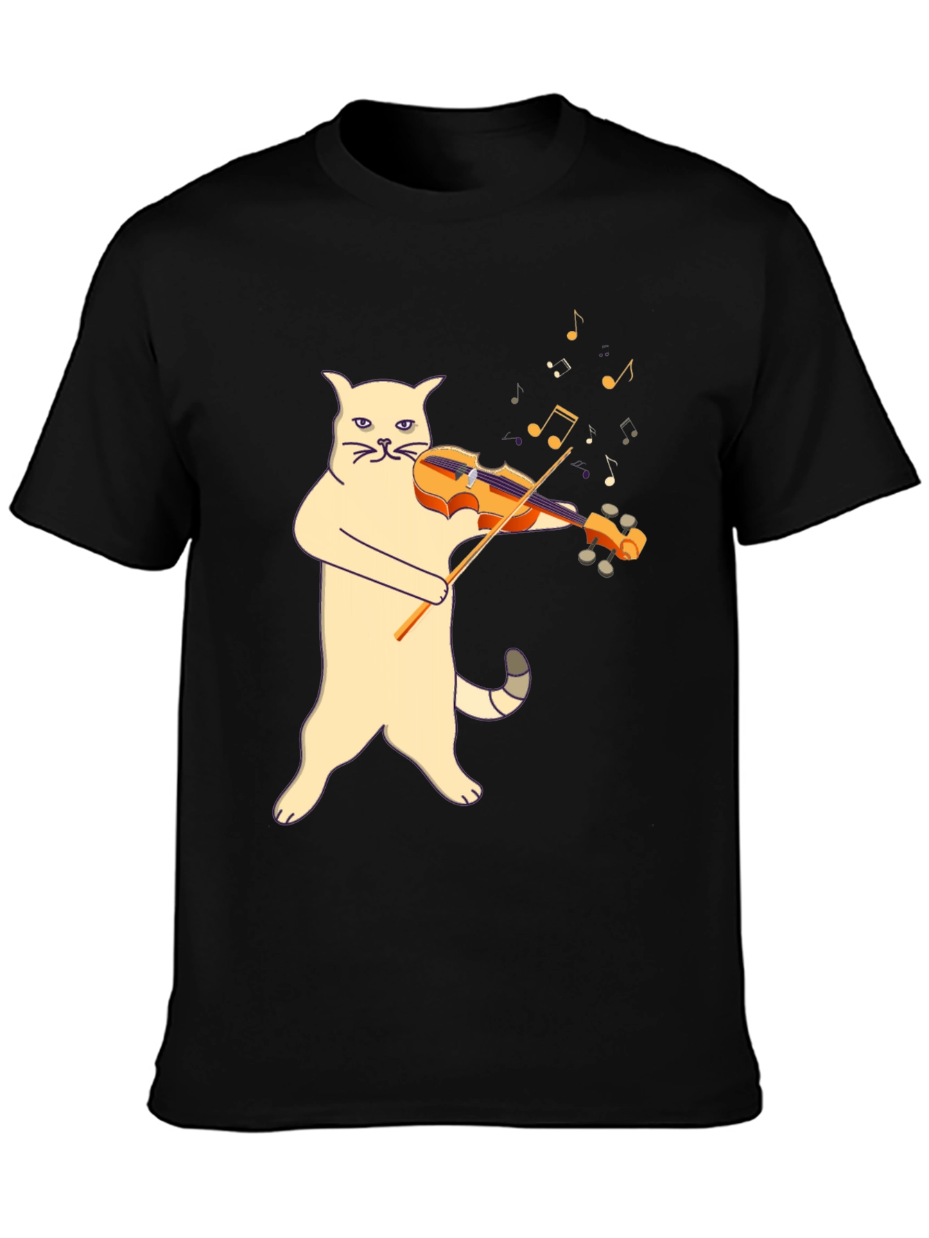 Black Cat Violinist Graphic Tee - Unique Music Lover Shirt view 3
