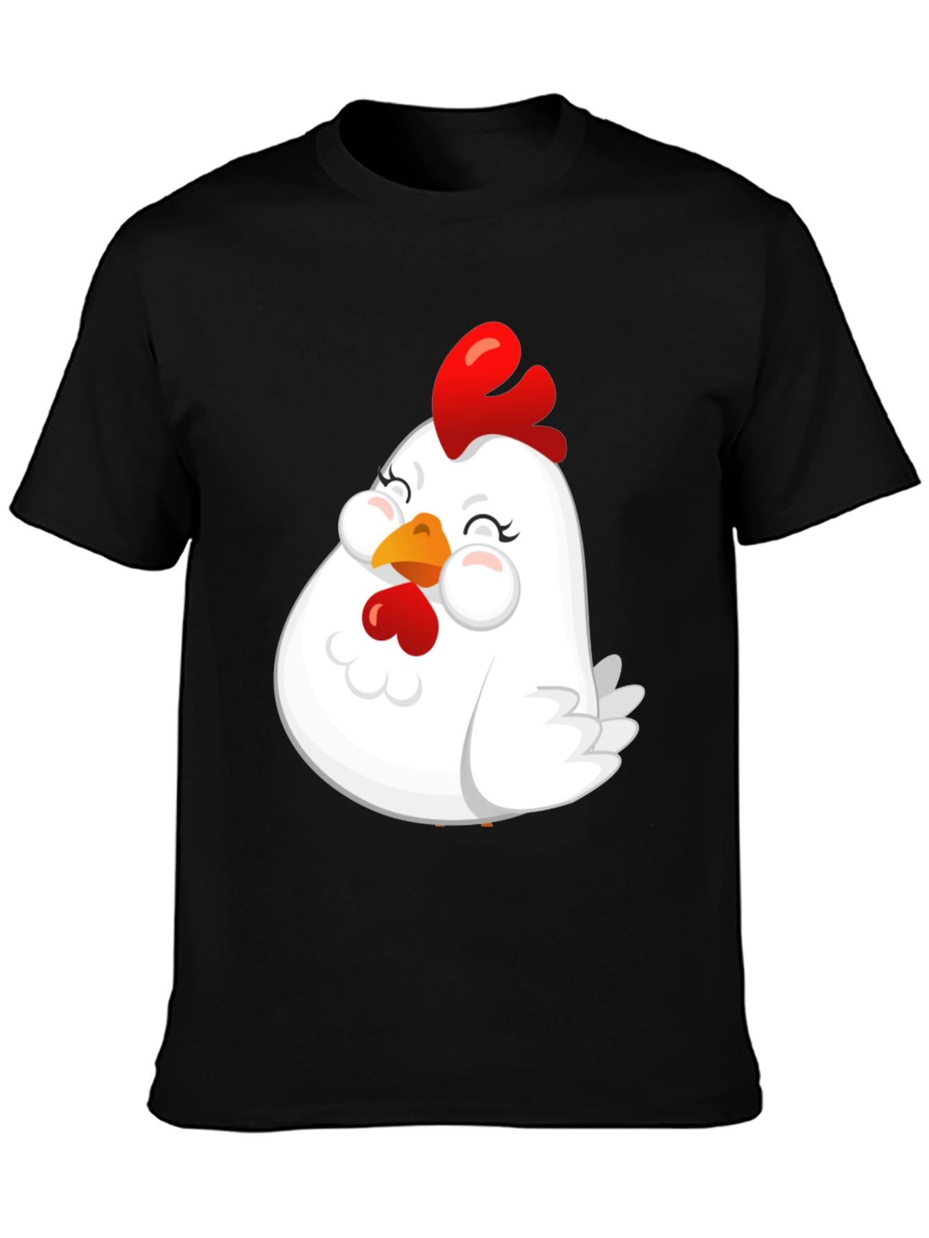 Black Cute Chicken Graphic T-Shirt - Soft Cotton Blend view 3
