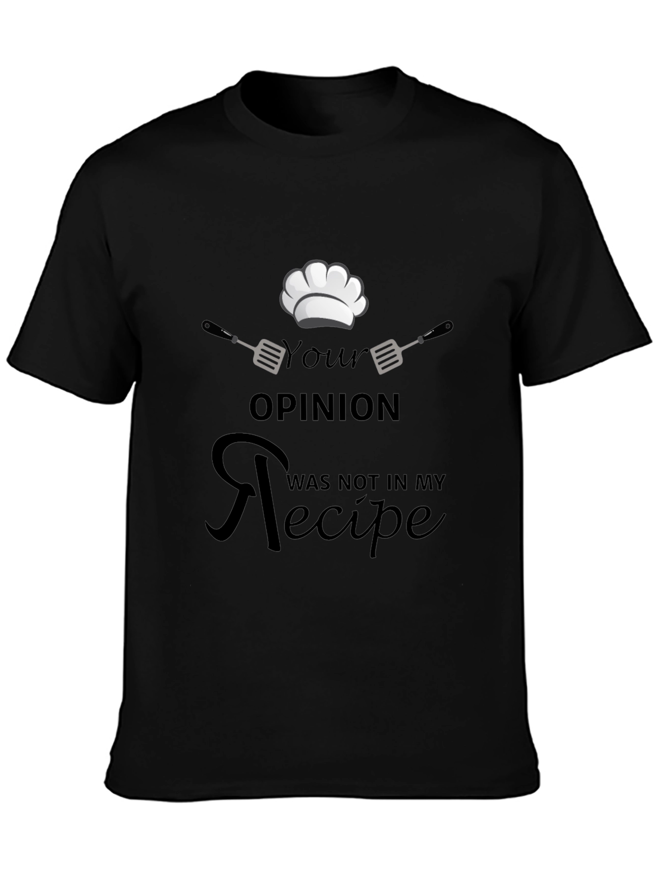 Black Chef's Opinion Recipe Black T-Shirt view 3