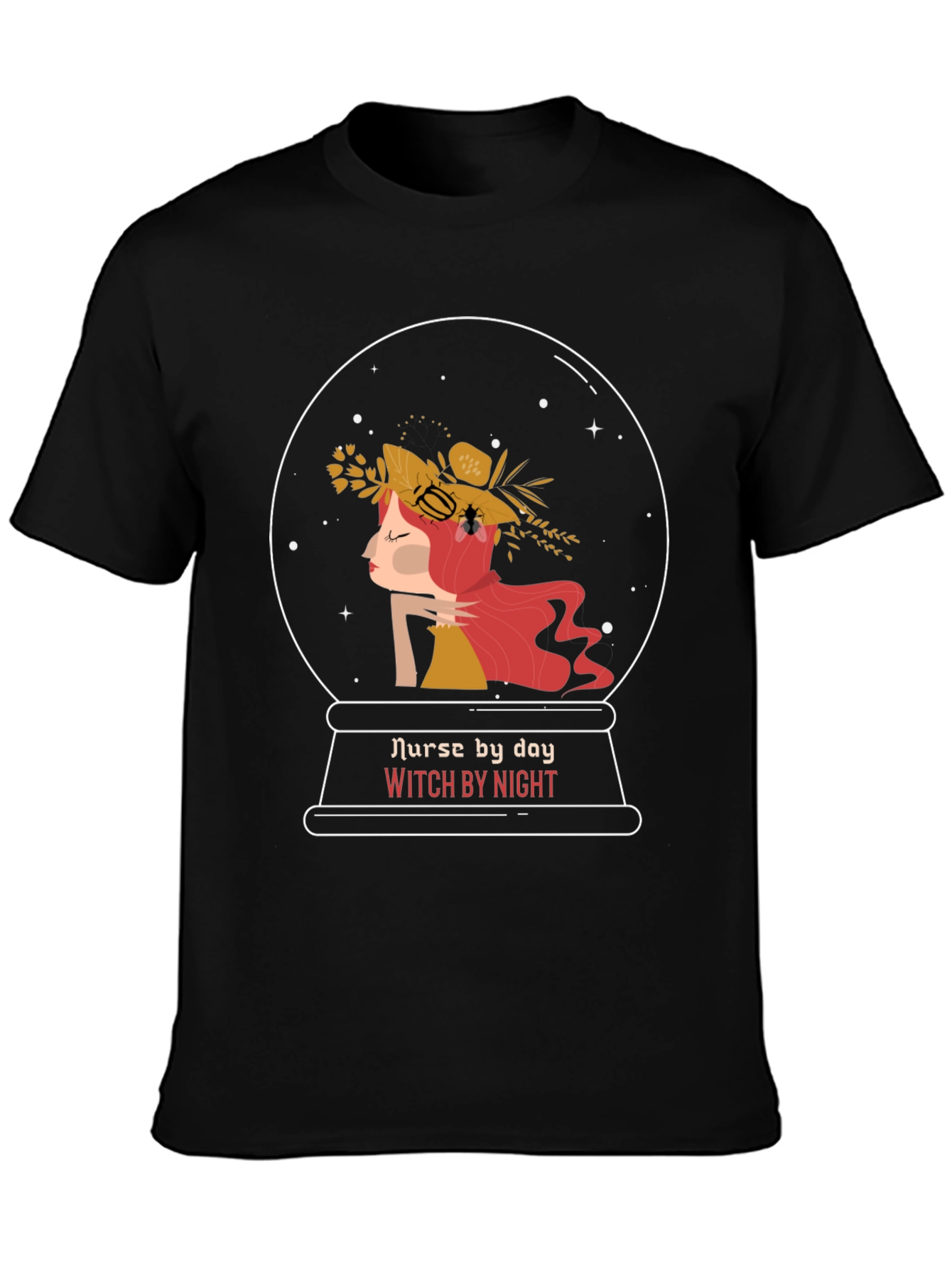 Black Nurse by Day Witch by Night Graphic T-Shirt view 3