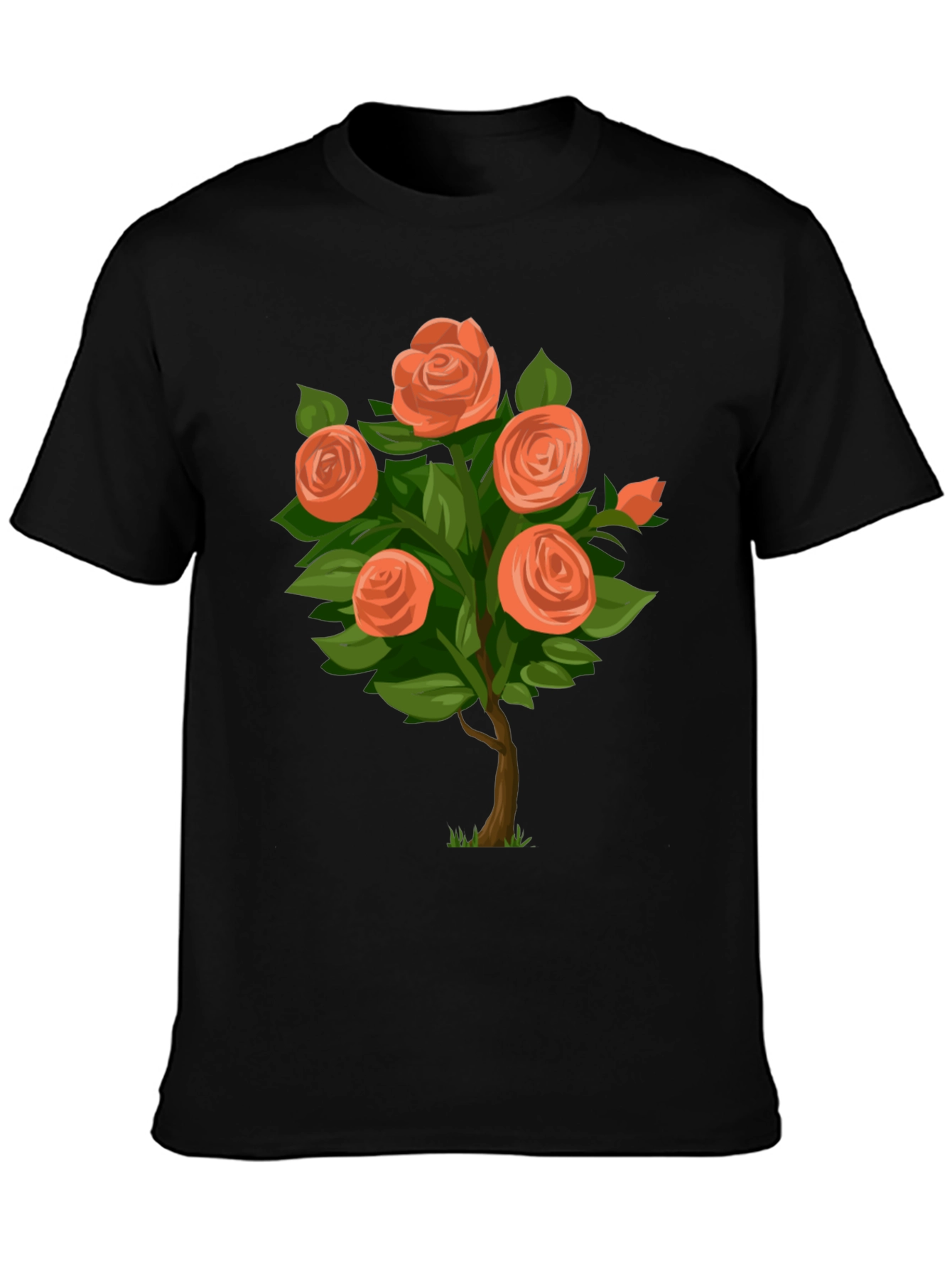 Black Floral Rose Bush Graphic Tee view 3