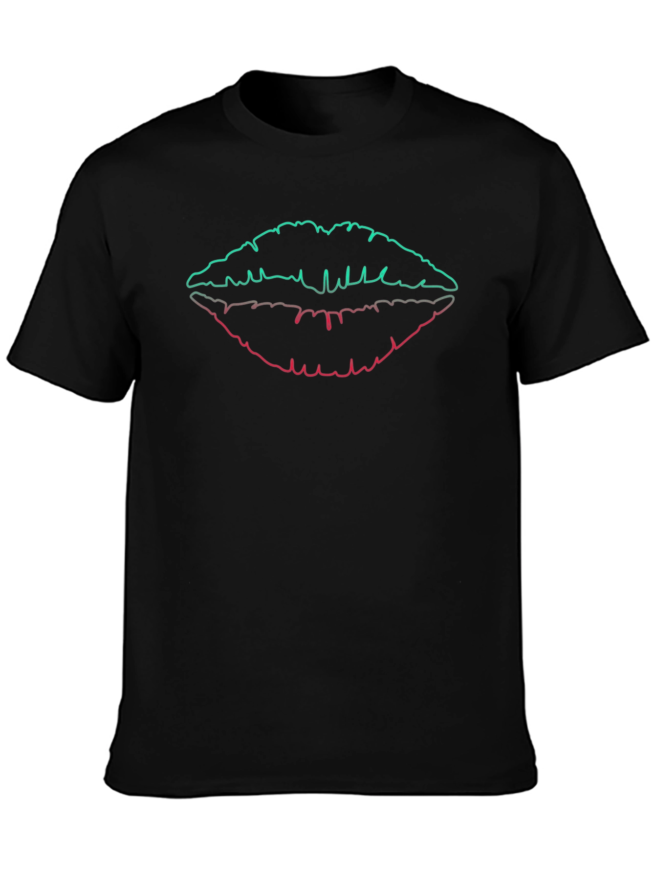 Black Neon Lips Graphic Tee - Cool & Trendy Design view 3