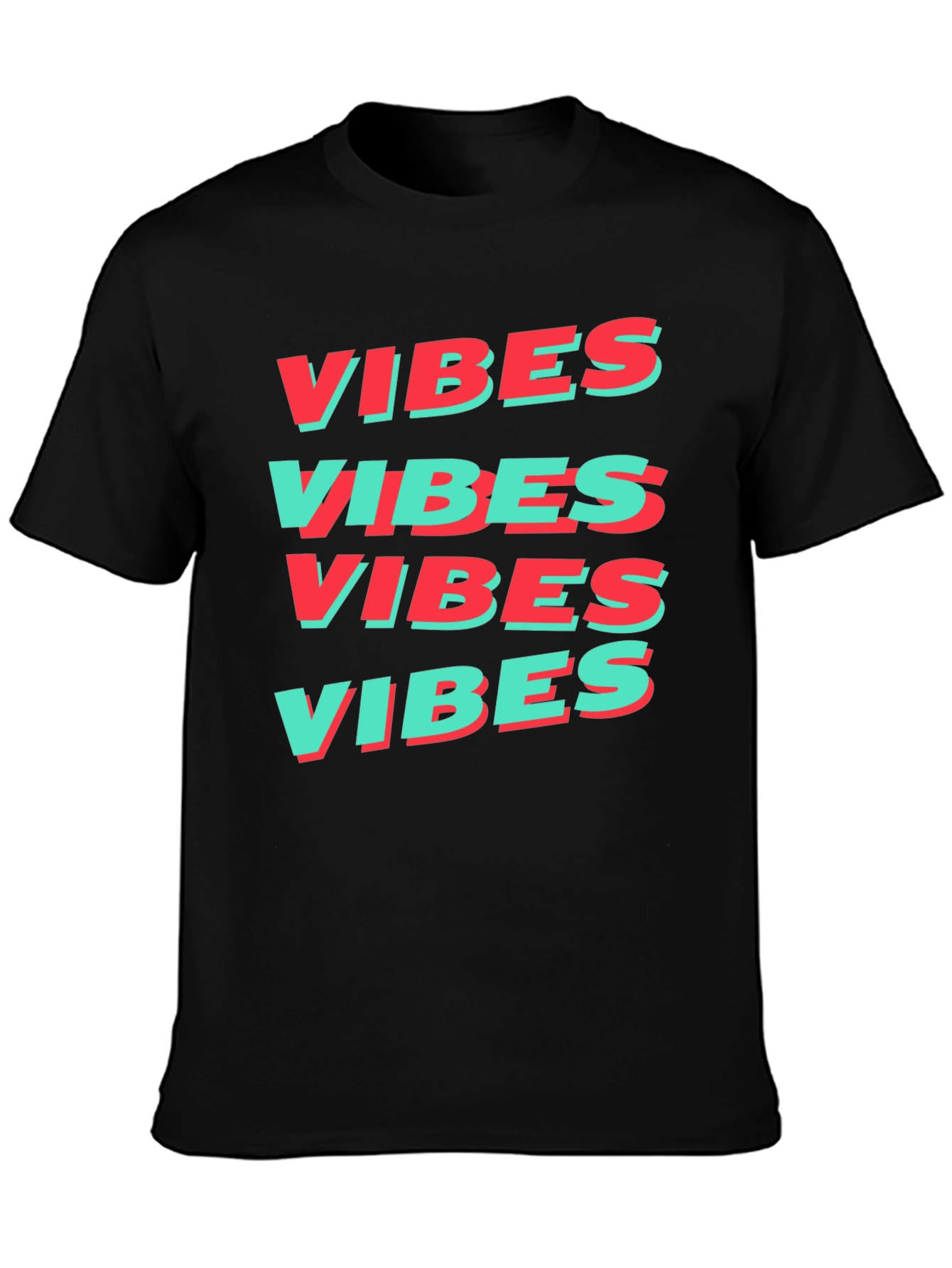 Black Retro VIBES Graphic Print Tee view 3