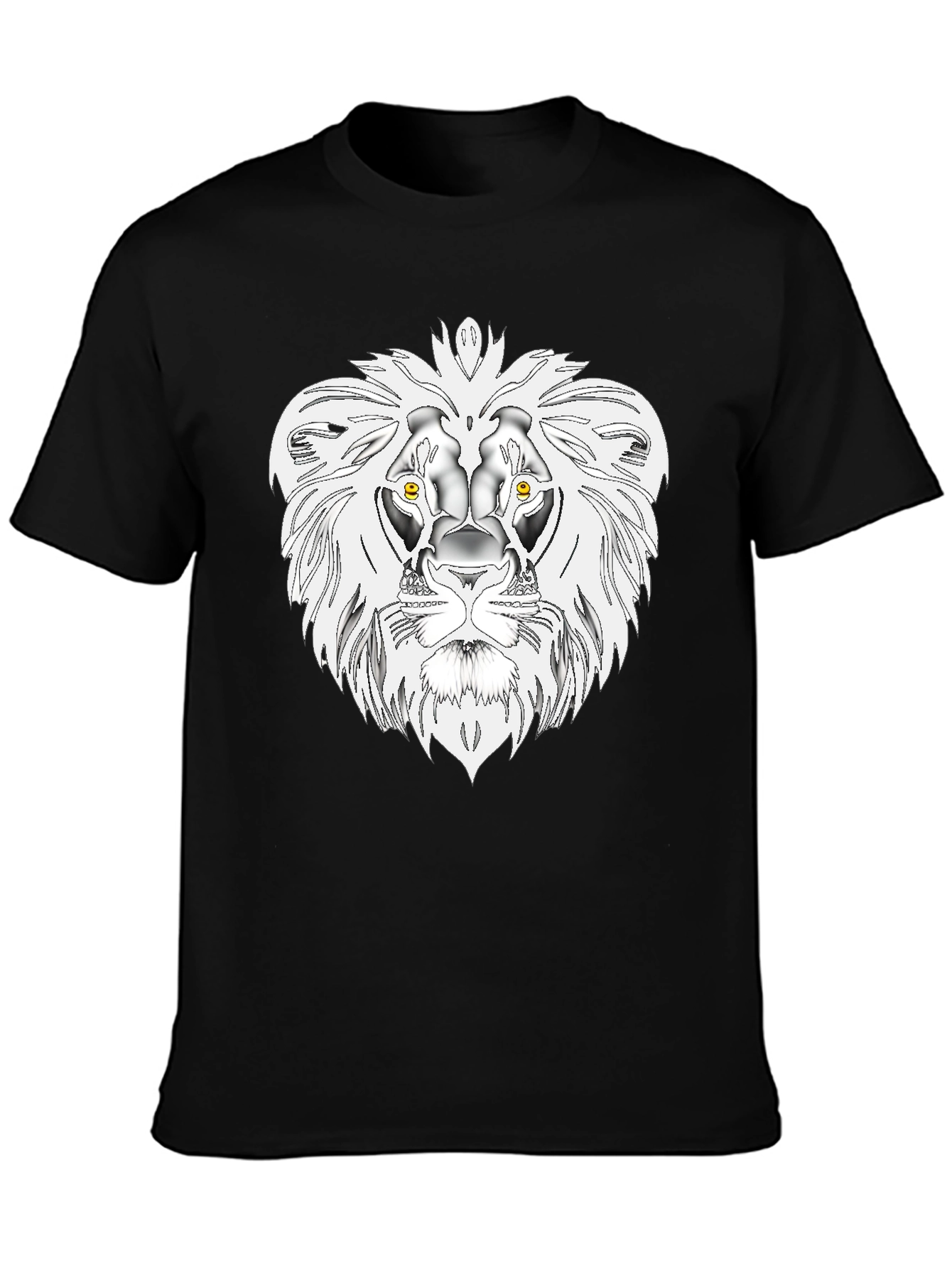Black Lion Head Graphic Tee - Bold Black T-Shirt view 3