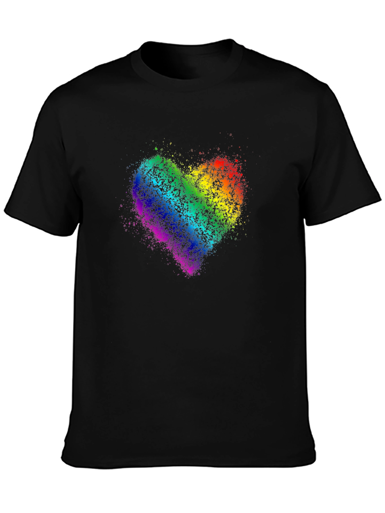 Black Rainbow Heart Graphic Black T-Shirt view 3