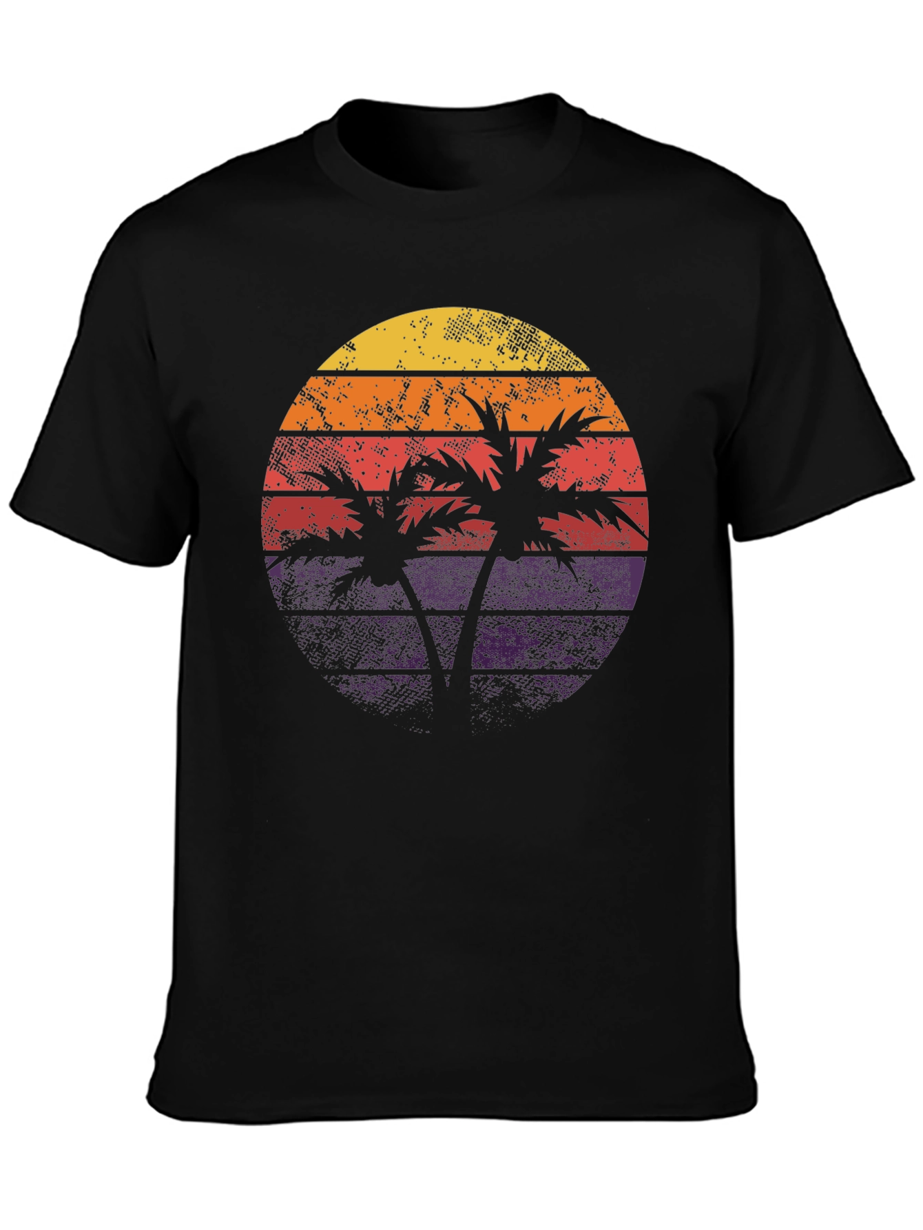 Black Retro Sunset Palm Tree Graphic Tee view 3