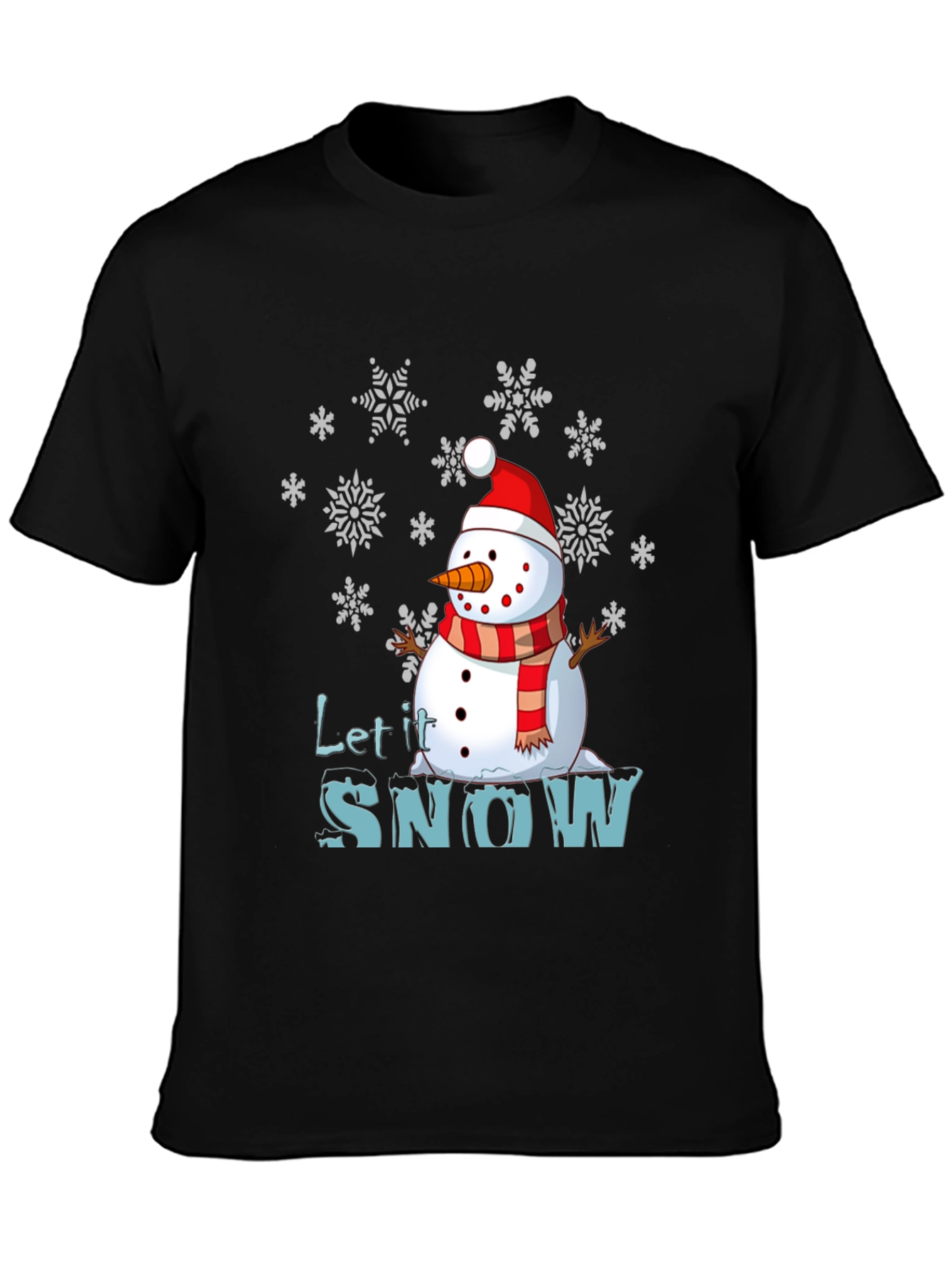 Black Let it Snow Snowman Graphic Tee view 3