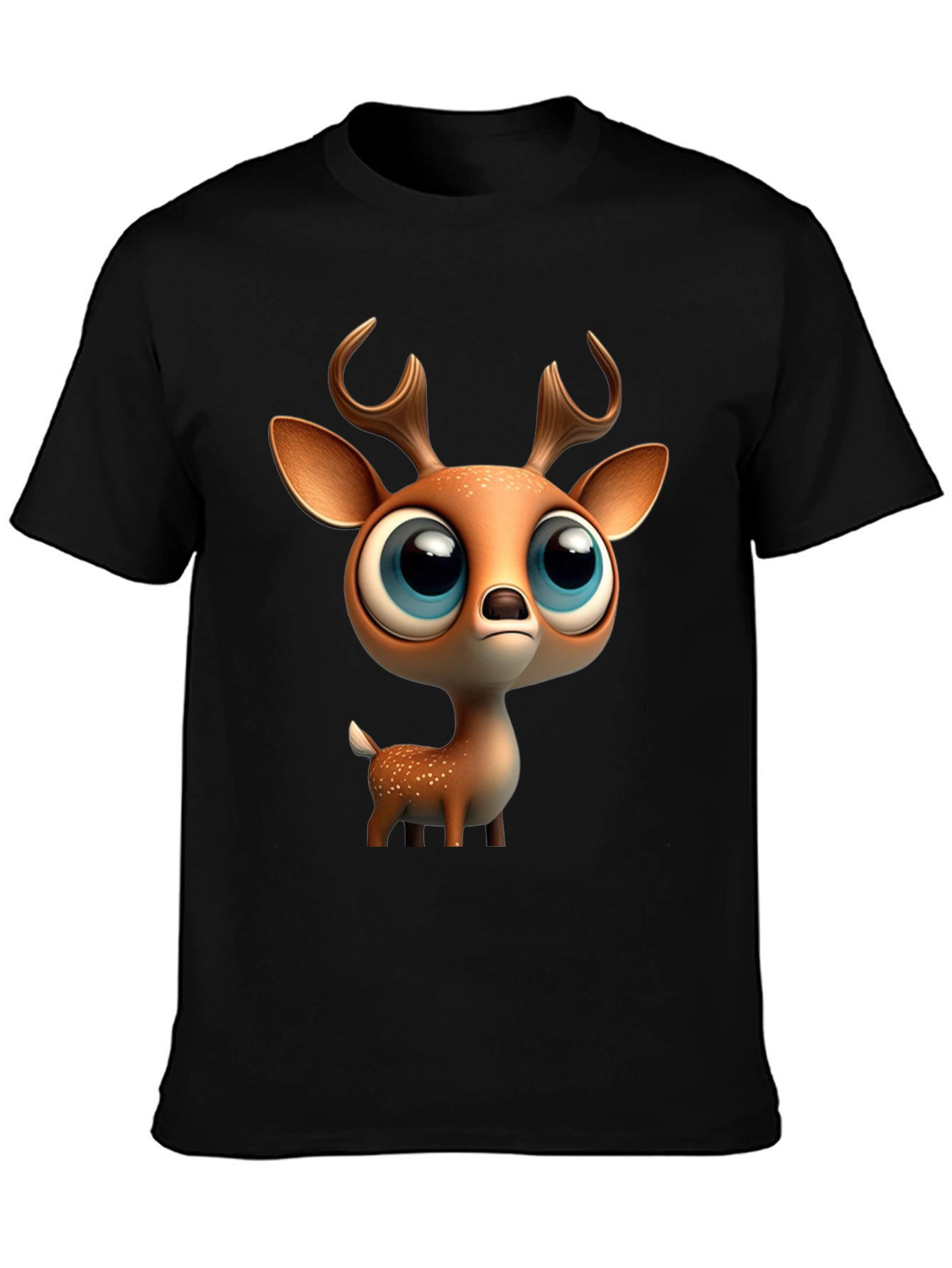 Black Cute Deer Graphic Tee - Stylish Black T-Shirt view 3