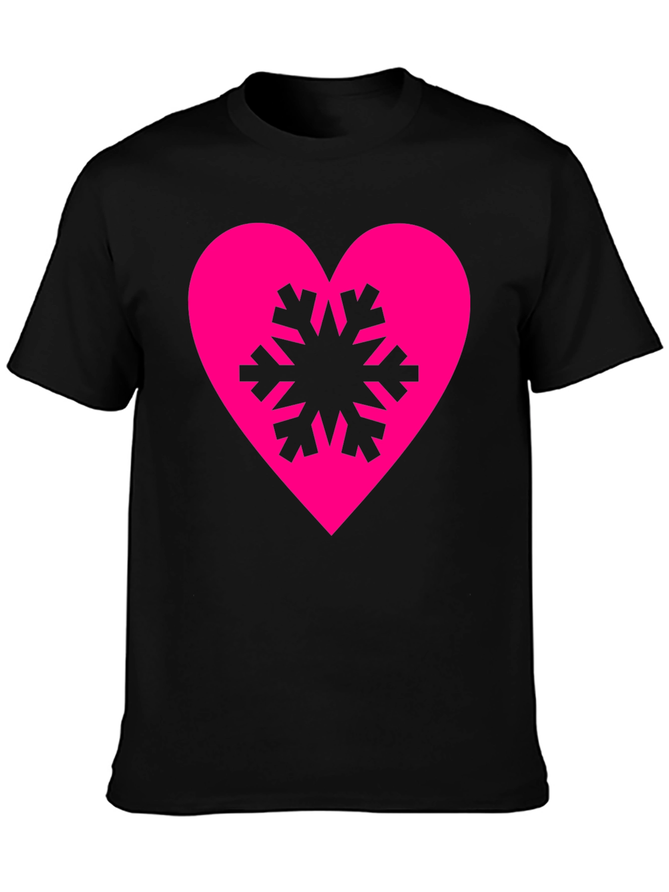 Black Heart Snowflake Graphic Tee - Stylish Black T-Shirt view 3