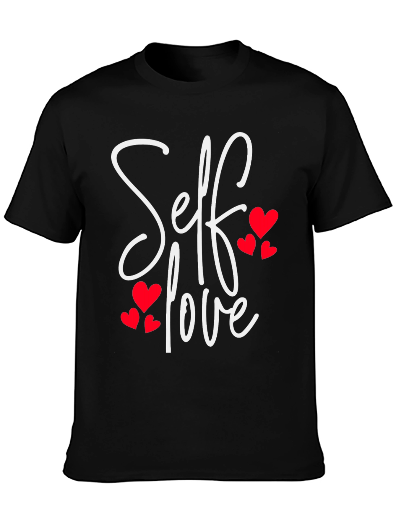 Black Self Love Heart Tee - Black Casual T-Shirt view 3