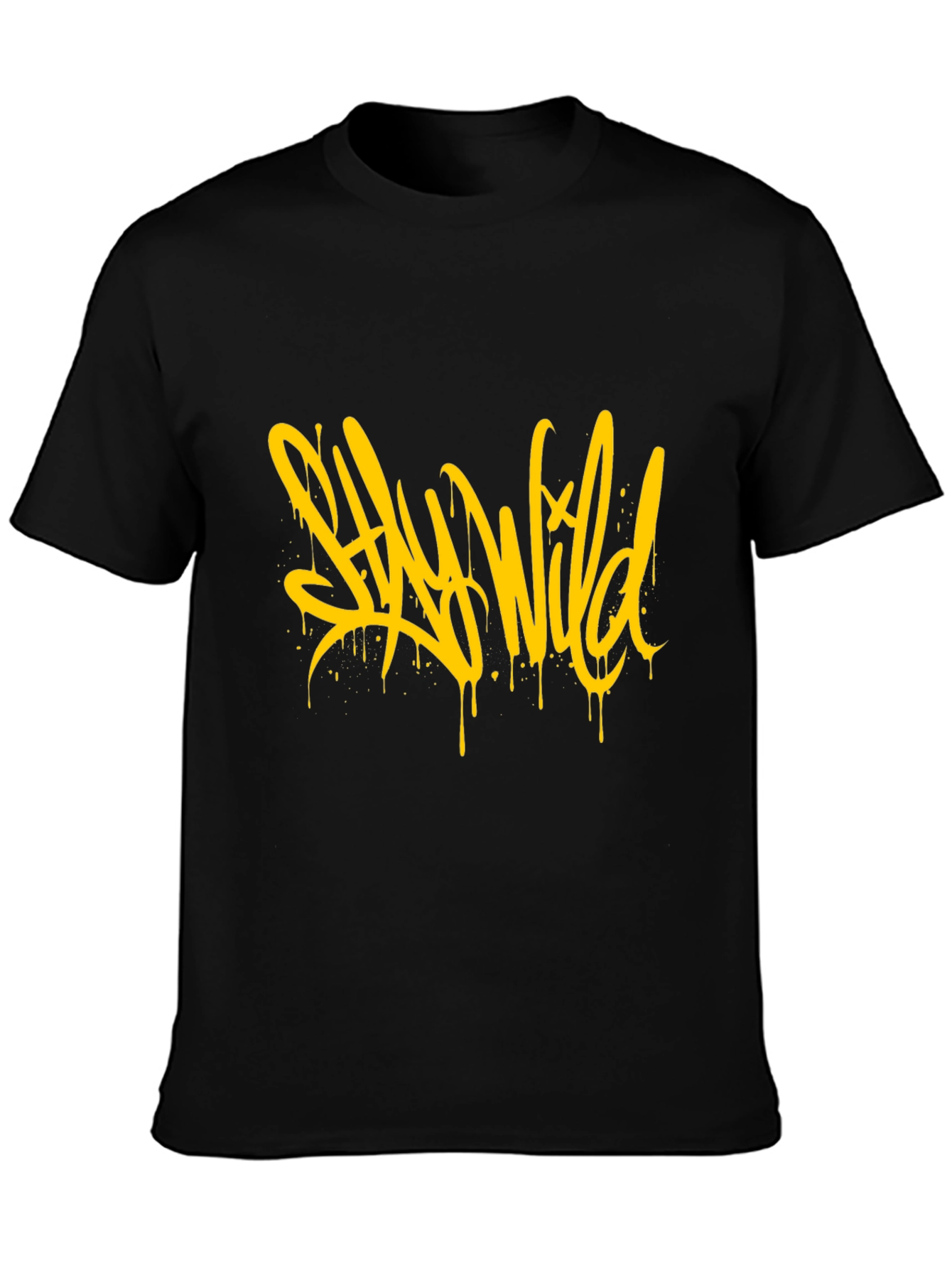 Black Stay Wild Graphic Black T-Shirt view 3
