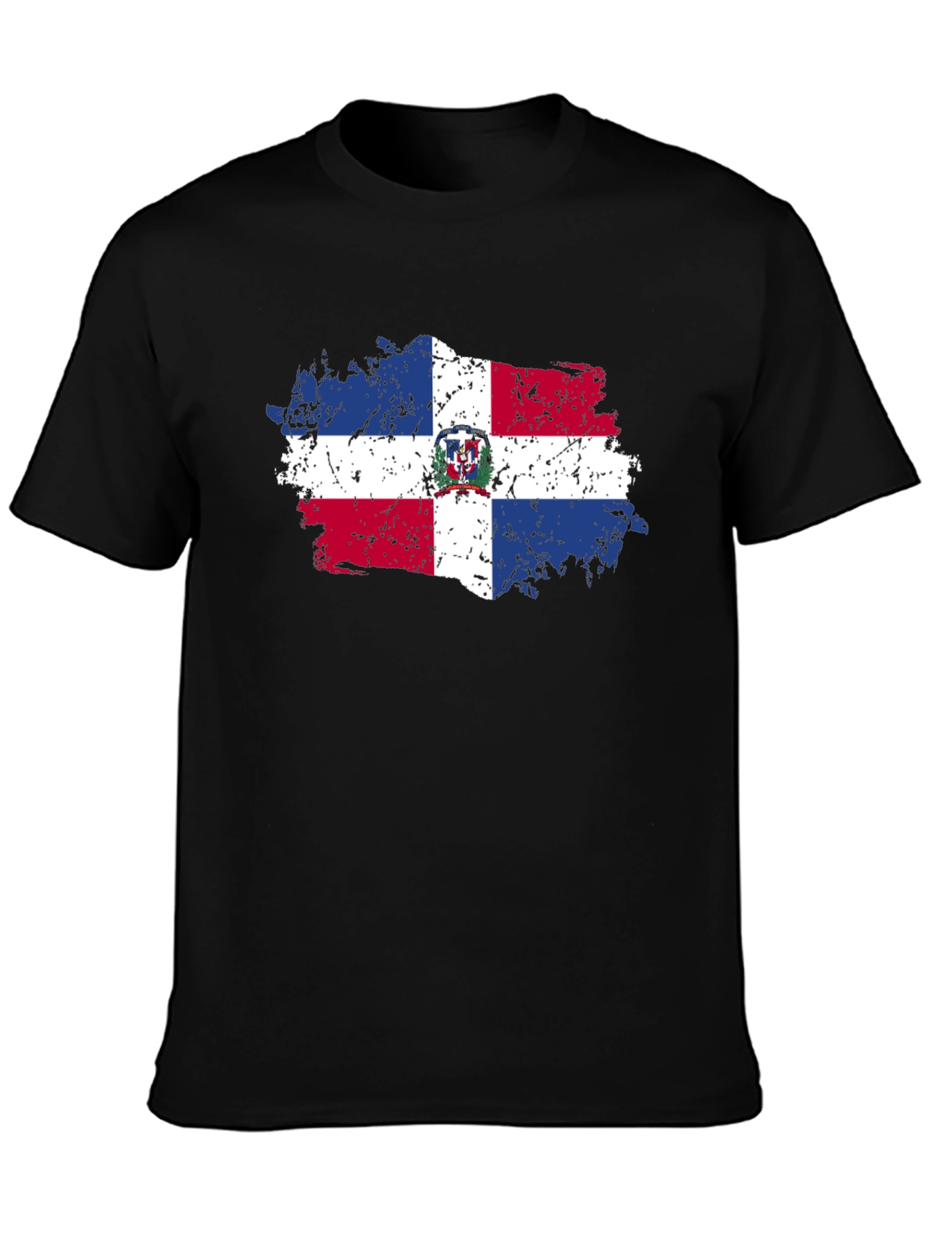 Black Dominican Republic Flag T-Shirt view 3