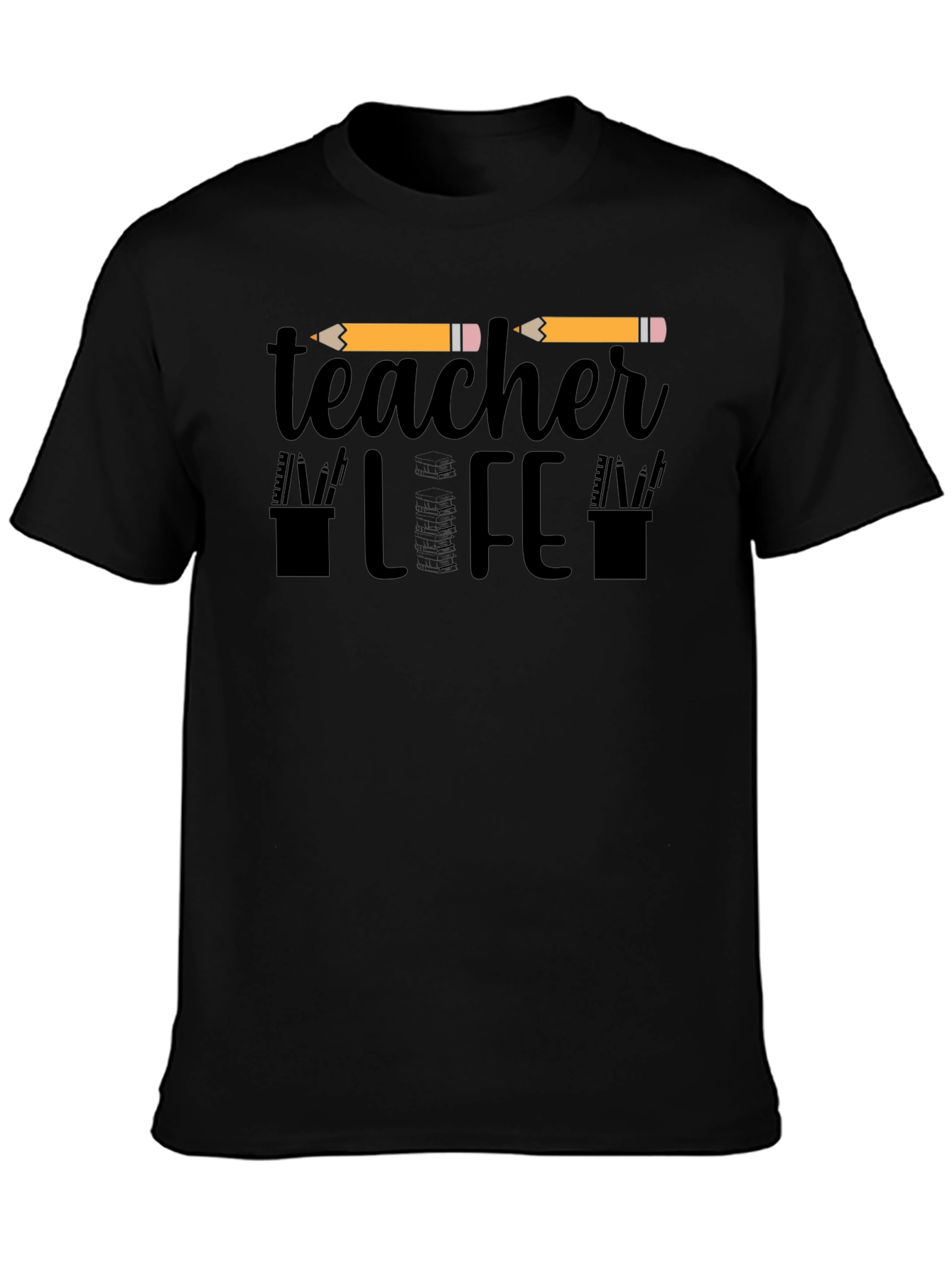 Black Teacher Life Graphic Tee - Black Unisex T-Shirt view 3