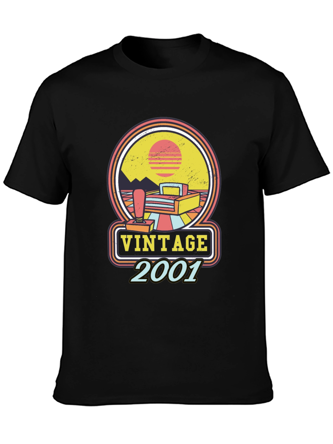 Black Vintage 2001 Gamer T-Shirt - Retro Style view 3