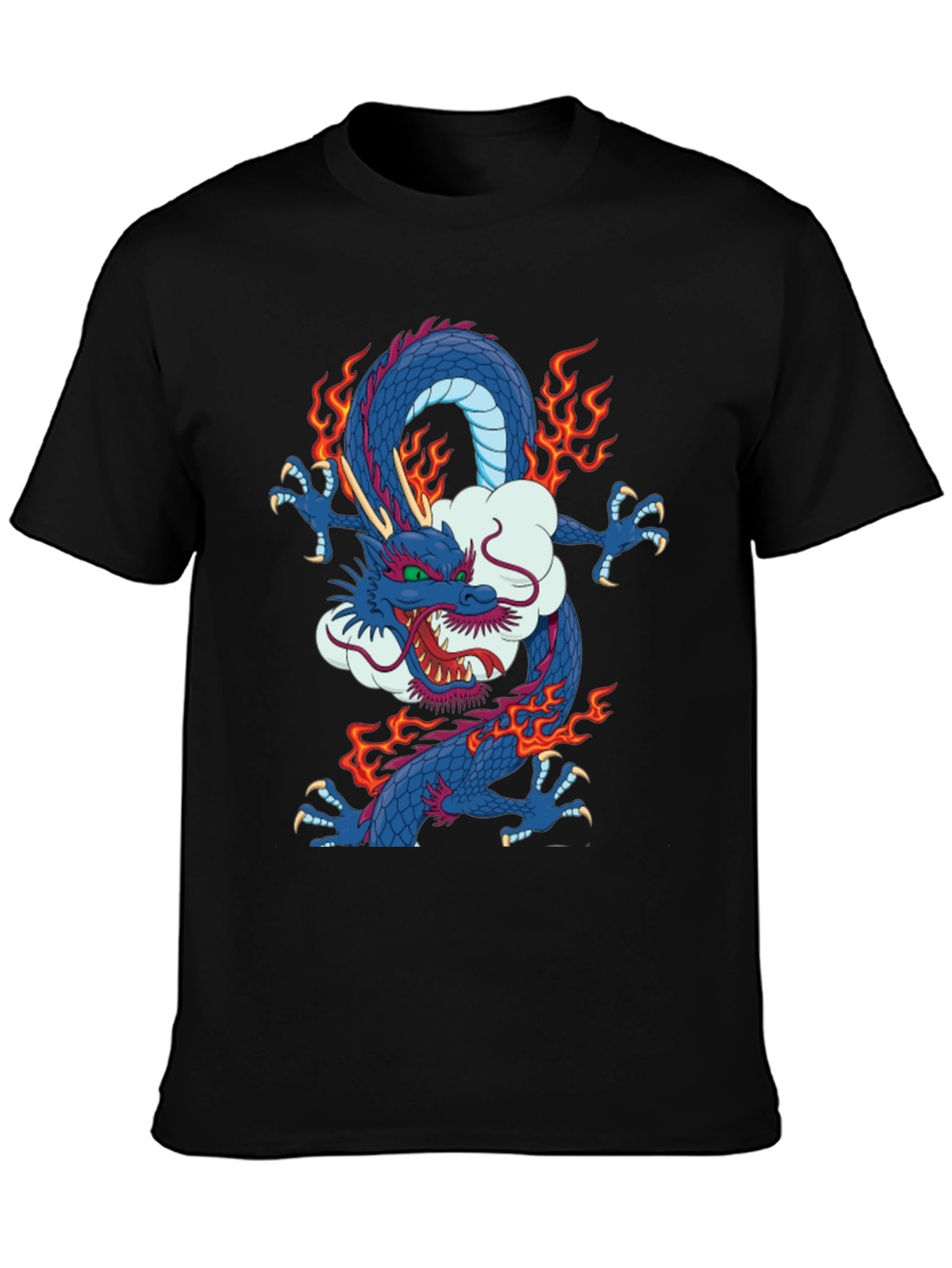 Black Dragon Graphic Print Crew Neck T-Shirt view 3