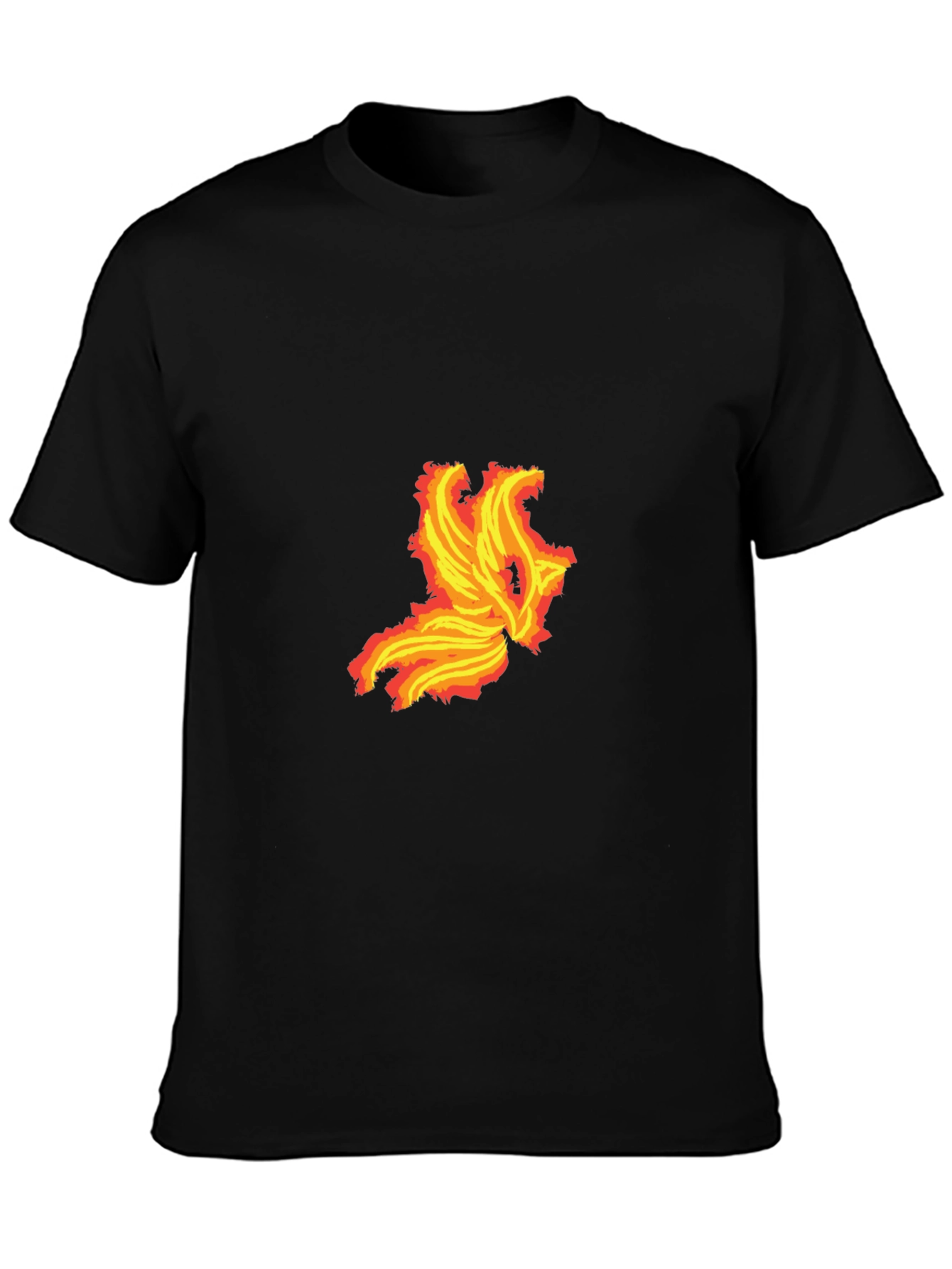 Black Fiery Phoenix Graphic Tee - Bold Black T-Shirt view 3
