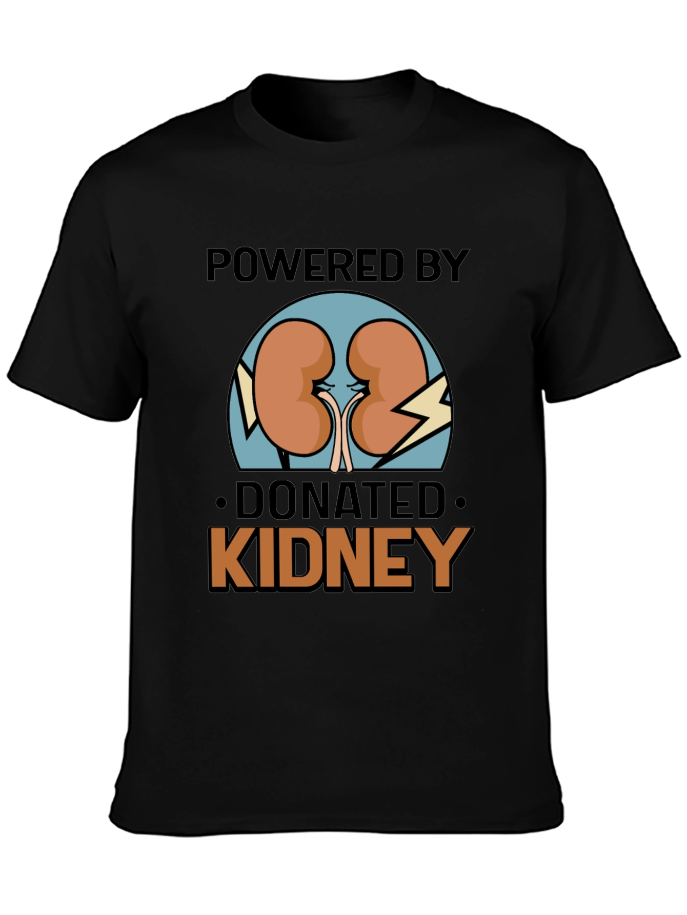 Black Powered by Donated Kidney Black T-Shirt  view 3