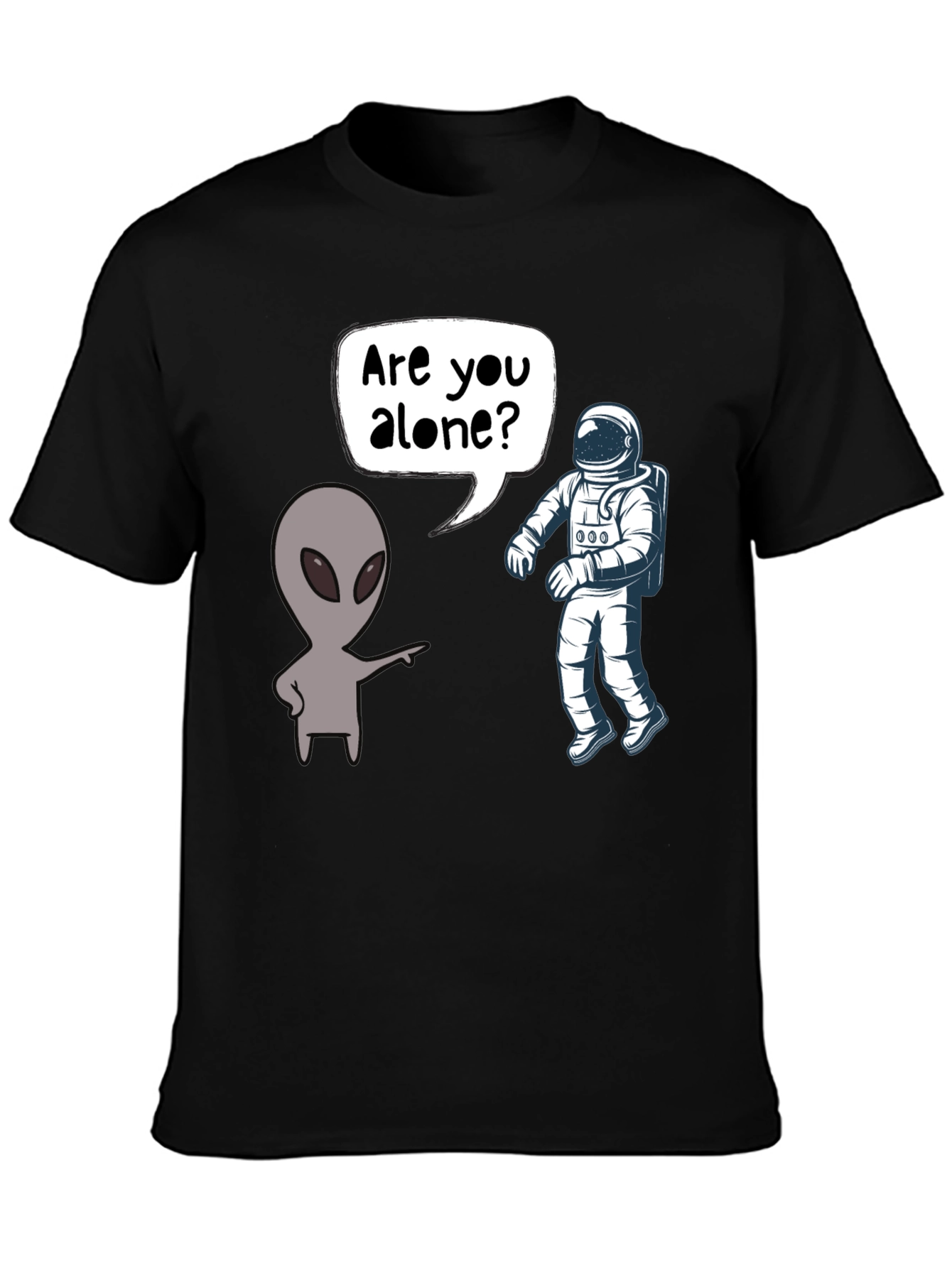 Black Alien & Astronaut T-Shirt - Are You Alone? view 3