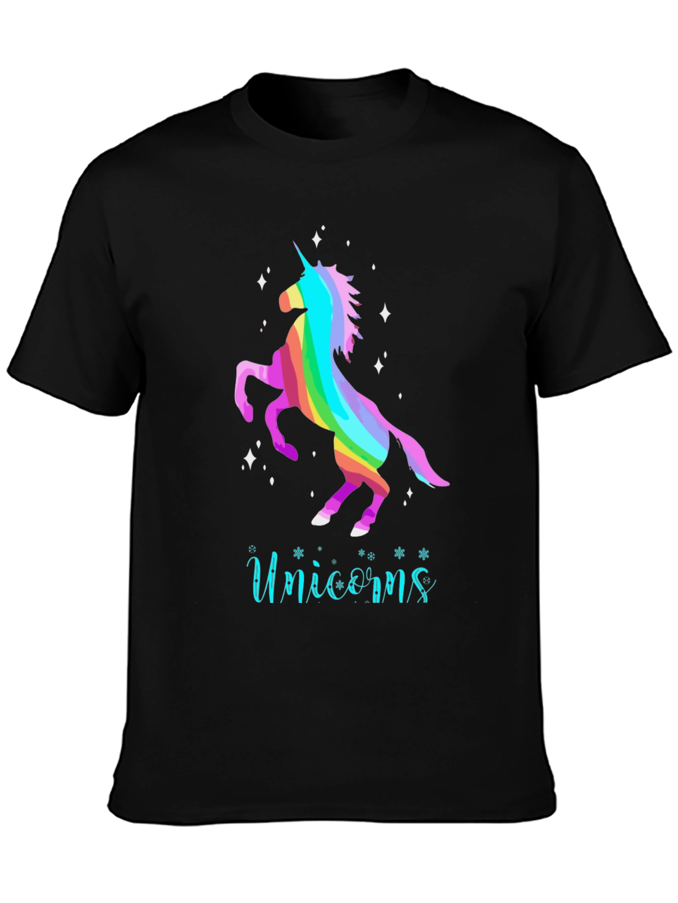 Black Rainbow Unicorn Tee - Magical Graphic T-Shirt view 3