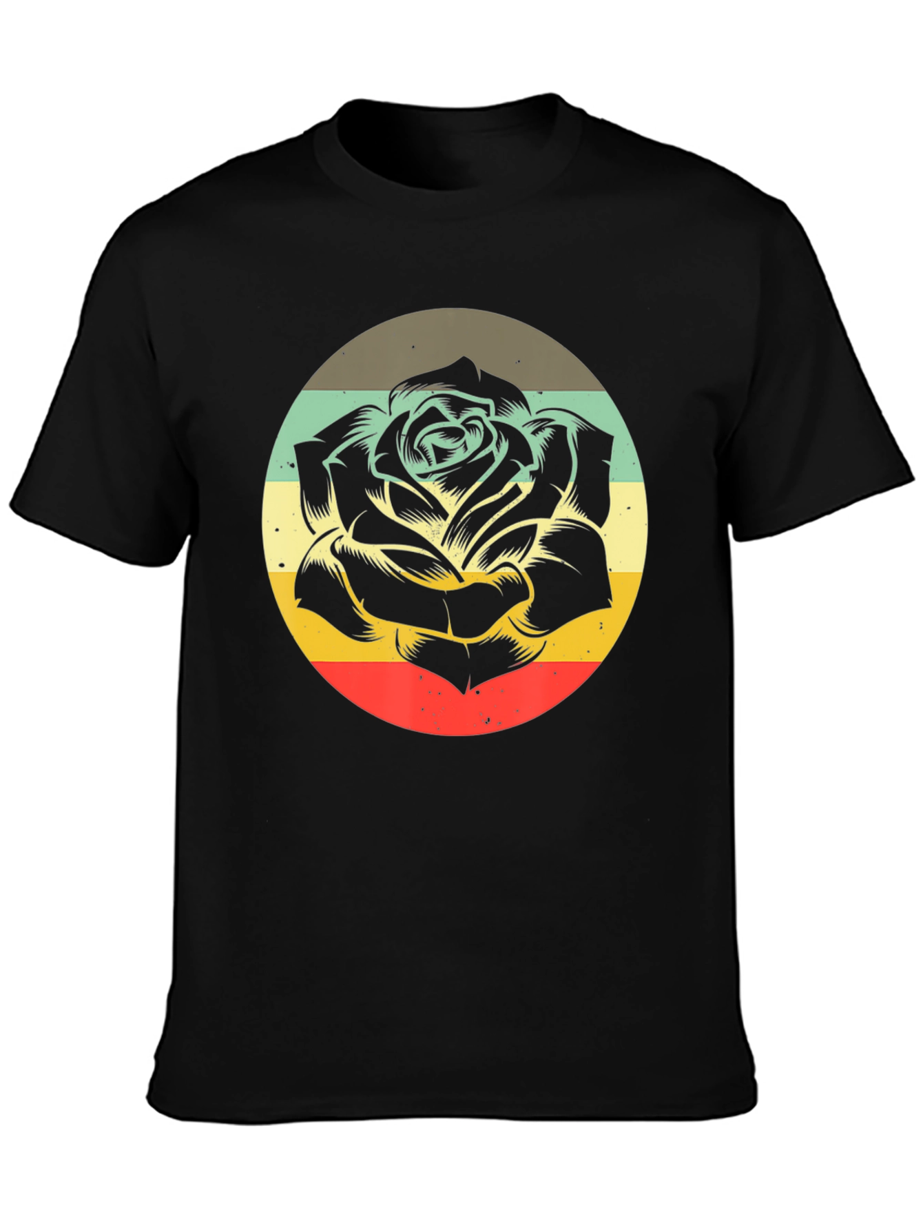 Black Retro Rose Graphic T-Shirt - Black view 3
