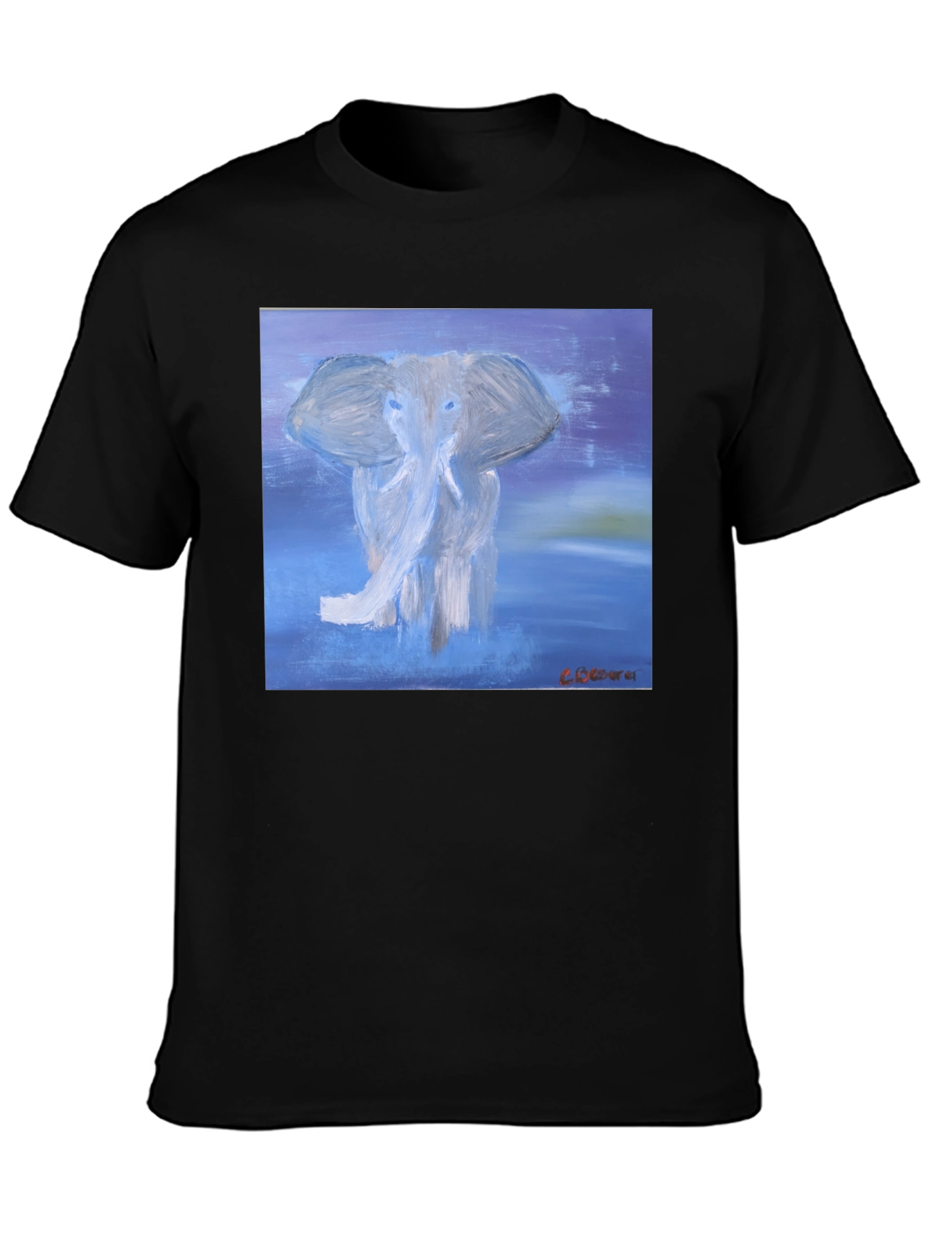 Black Elephant Art Graphic T-Shirt - Stylish Crew Neck Tee view 3