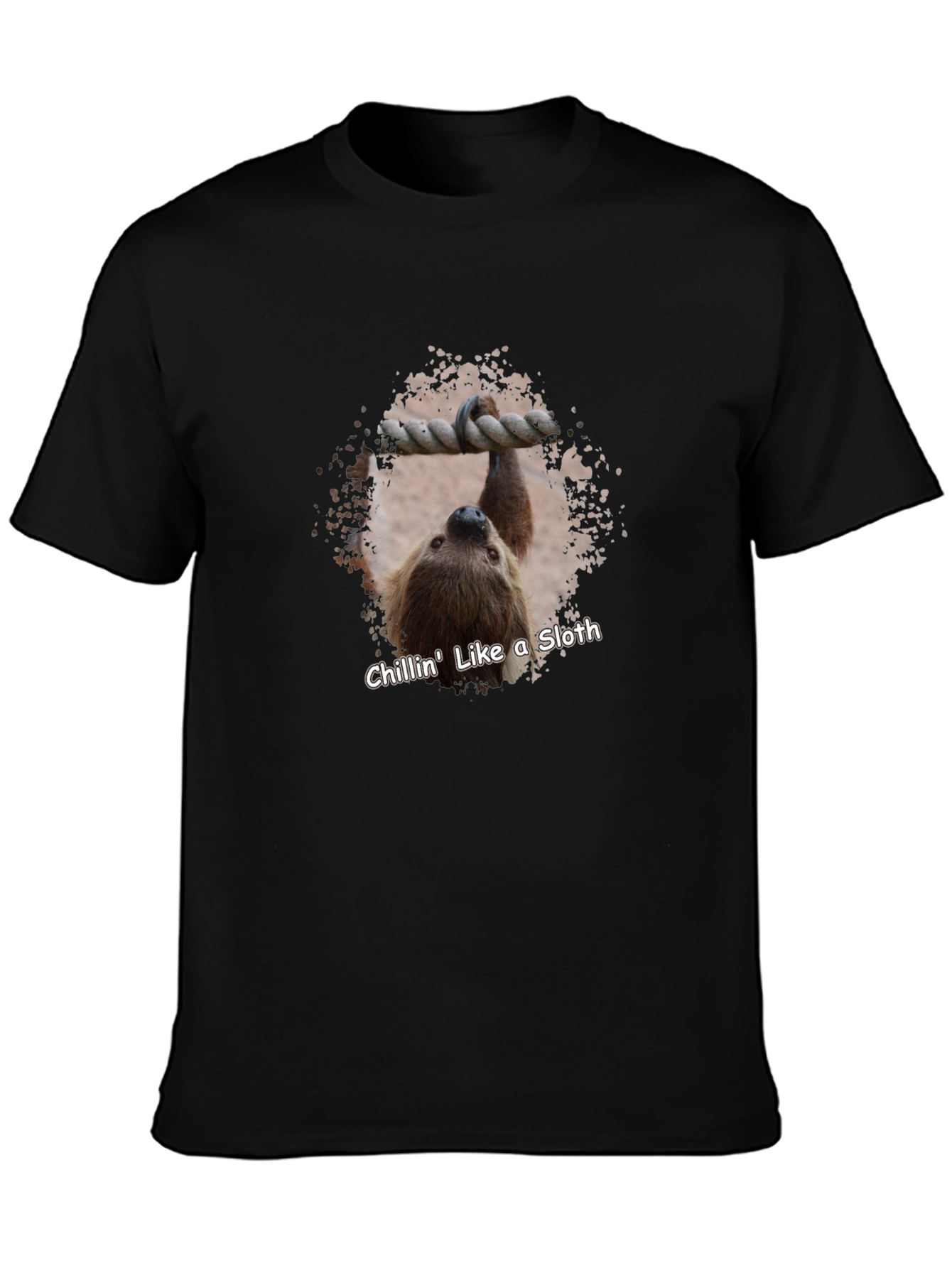 Black Chillin' Sloth Graphic T-Shirt - Hang Loose! view 3