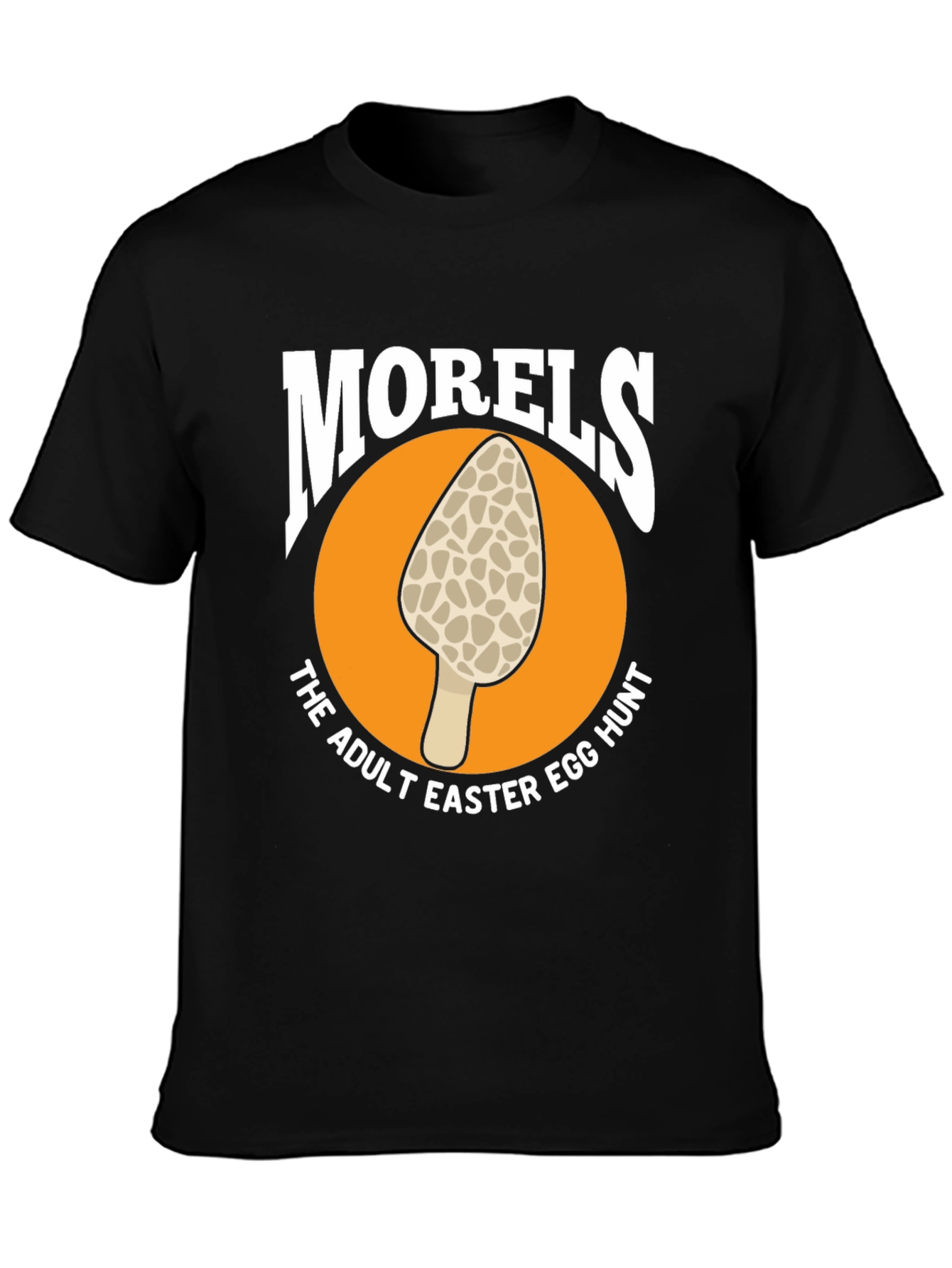 Black Morel Mushroom Adult Easter Egg Hunt Black T-Shirt view 3