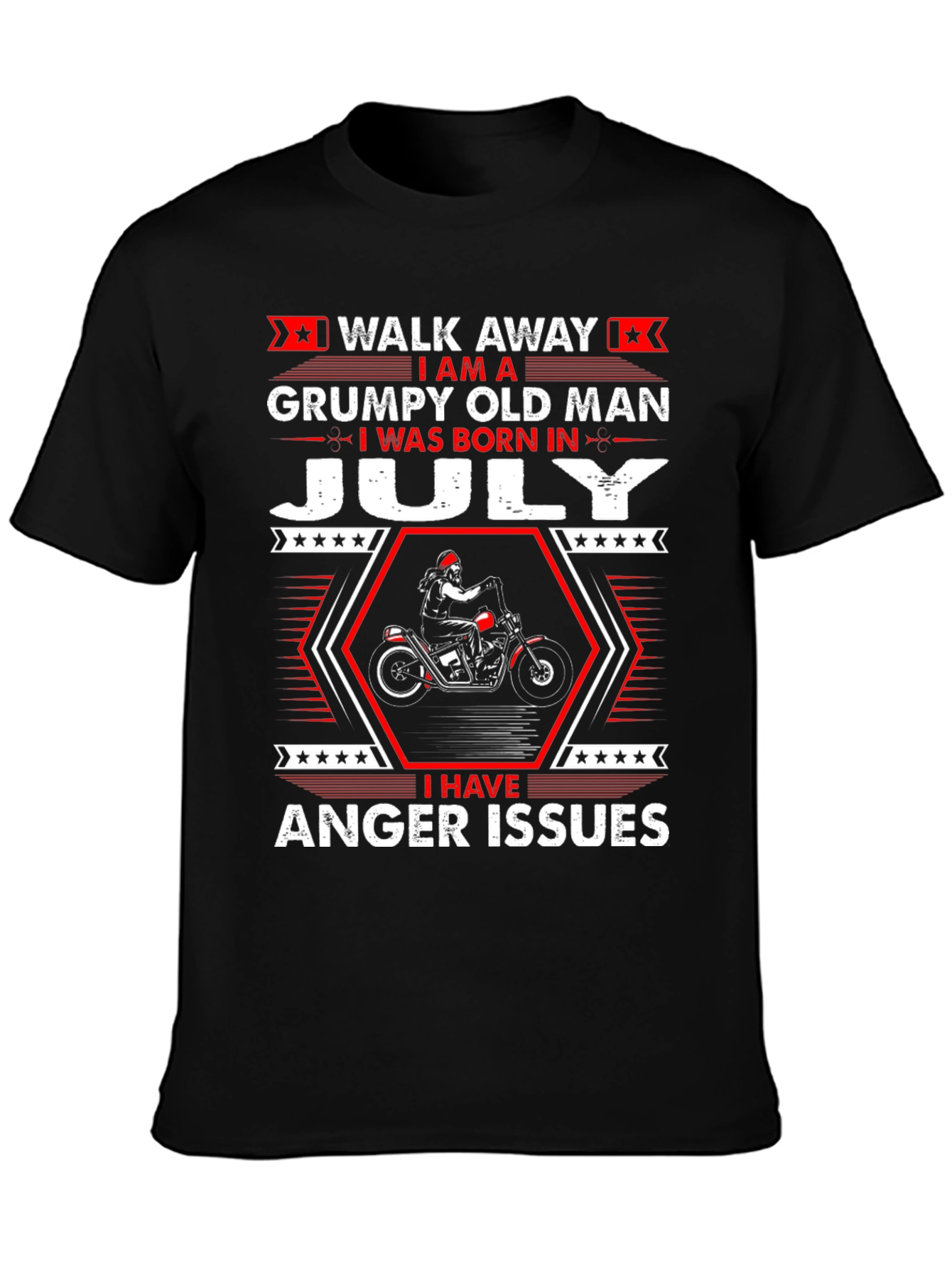 Black Grumpy Old Man Born in July T-Shirt view 3
