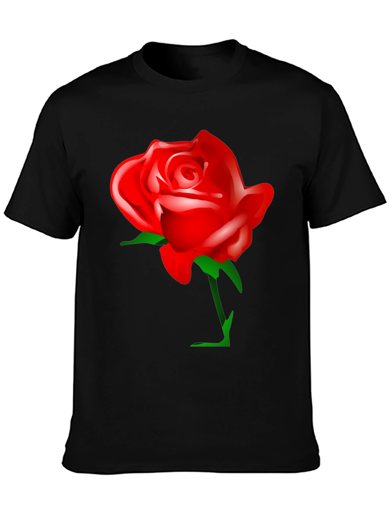 Black Bold Red Rose Graphic T-Shirt - Black Cotton Blend view 3