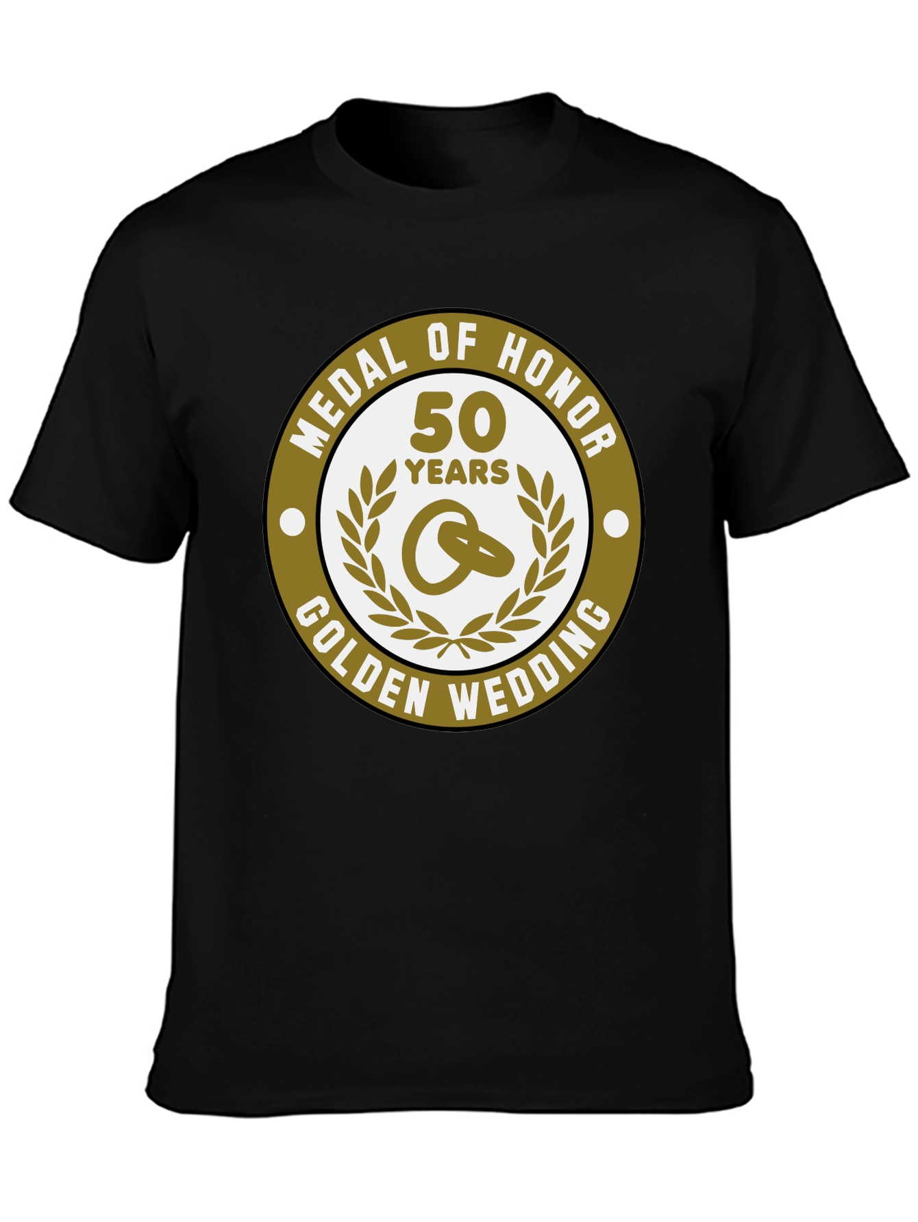 Black 50th Golden Wedding Anniversary Medal of Honor T-Shirt view 3