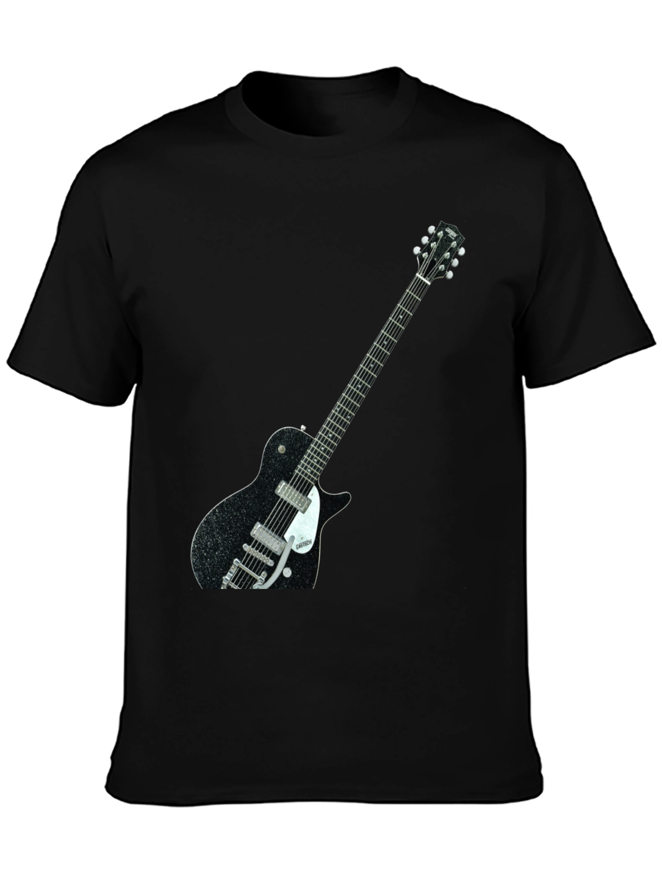 Black Black T-Shirt with Guitar Graphic view 3