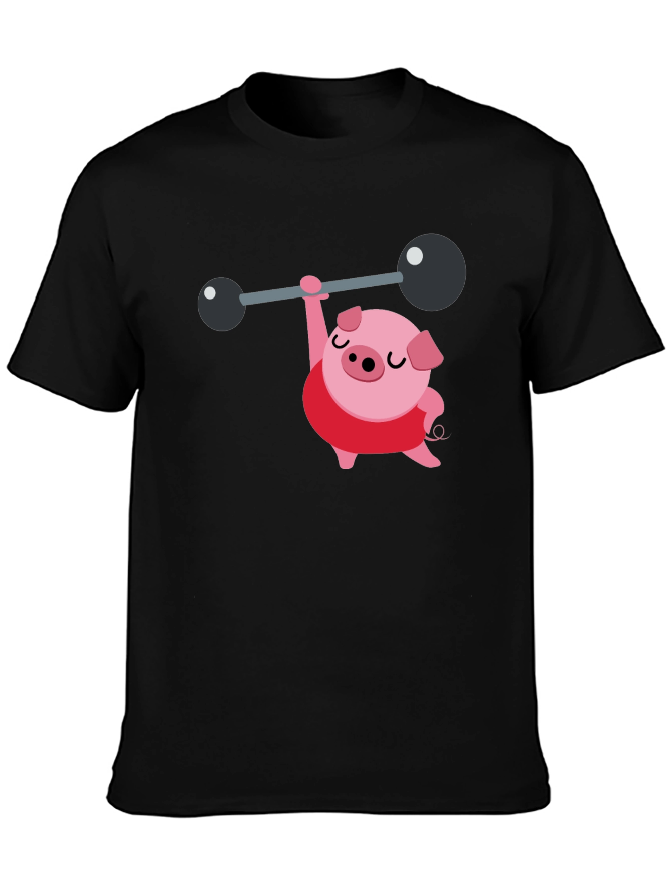 Black Weightlifting Pig Black T-Shirt view 3