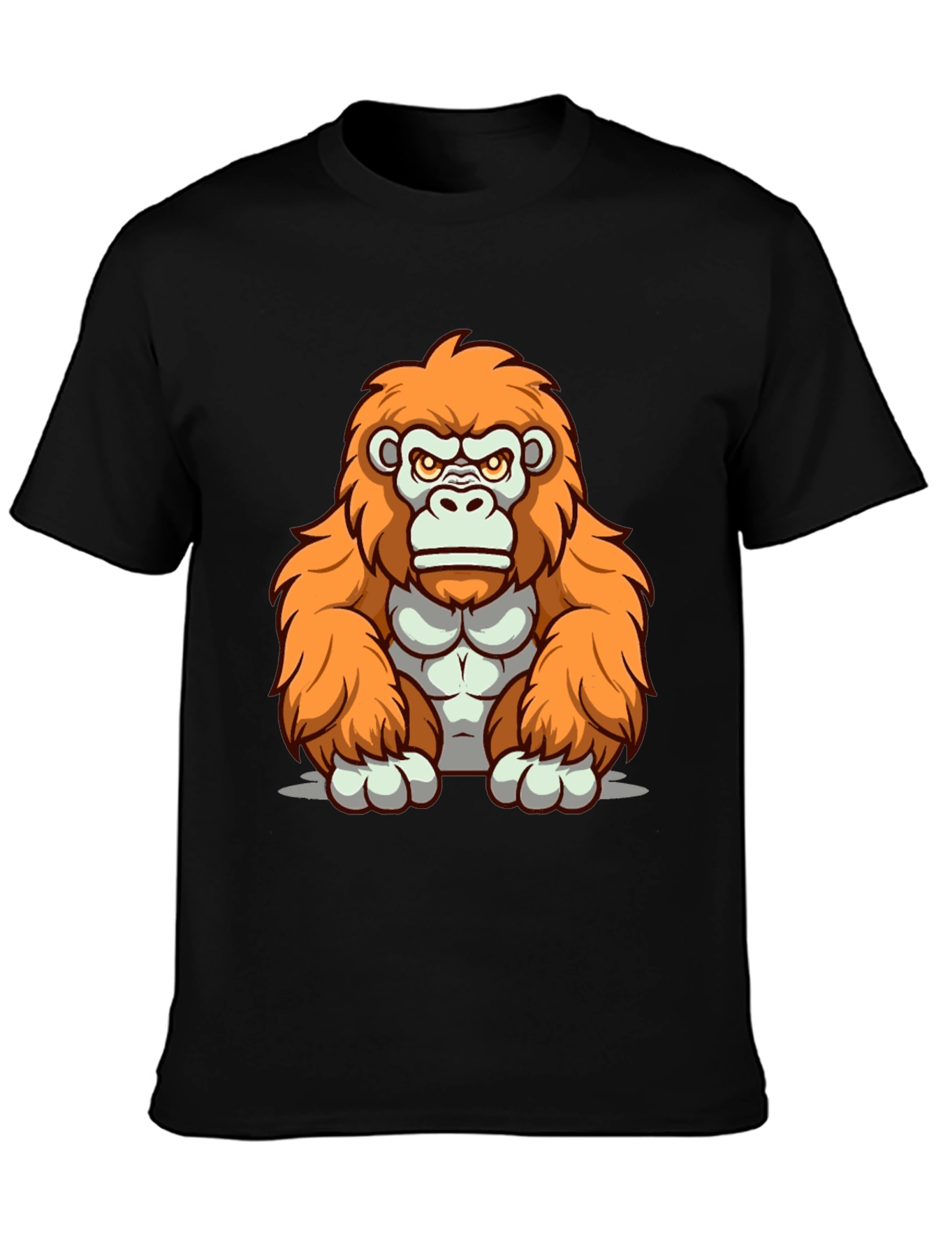 Black Orange Gorilla Graphic T-Shirt - Cartoon Style view 3