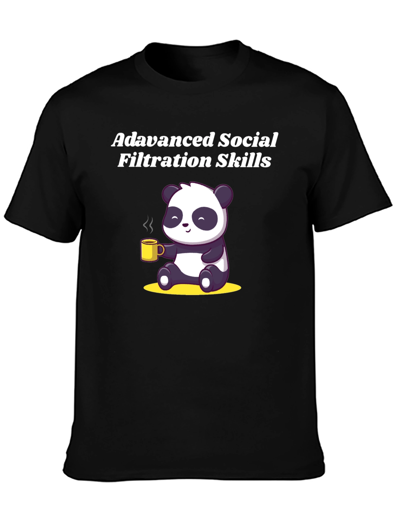 Black Advanced Social Filtration Skills Panda T-Shirt view 3