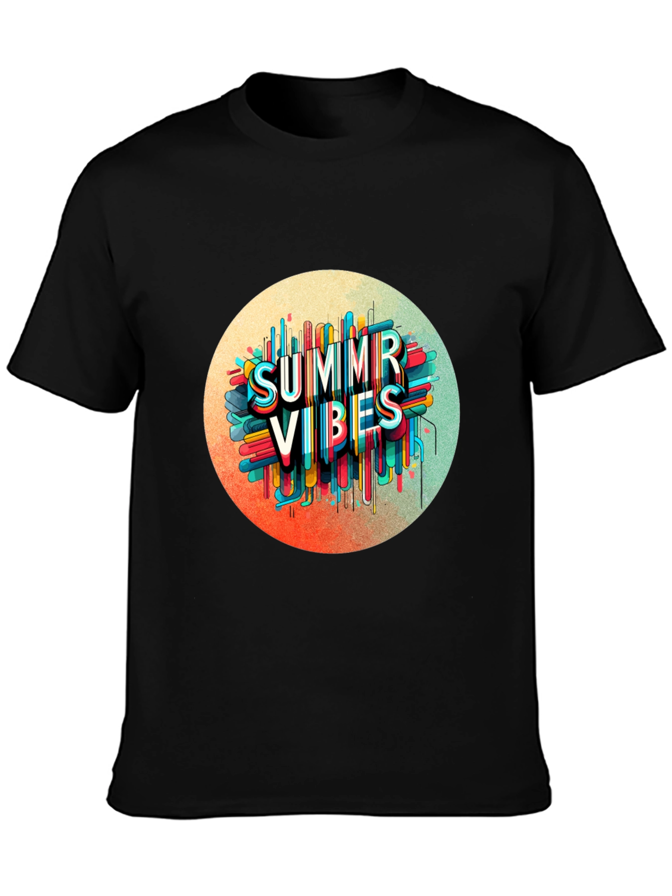 Black Summer Vibes Graphic Tee - Trendy Black T-Shirt view 3