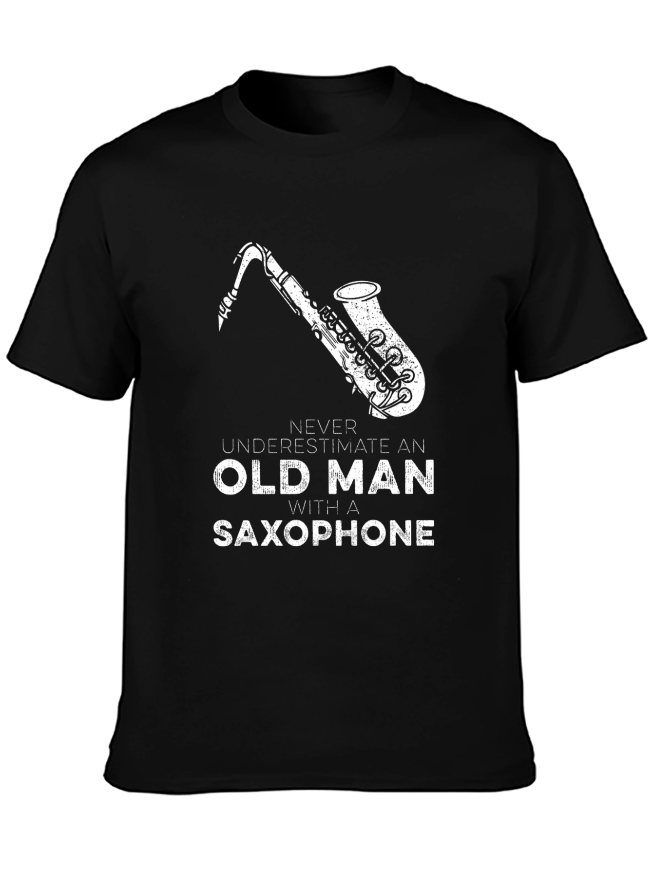 Black Old Man Saxophone T-Shirt - Musician Gift view 3