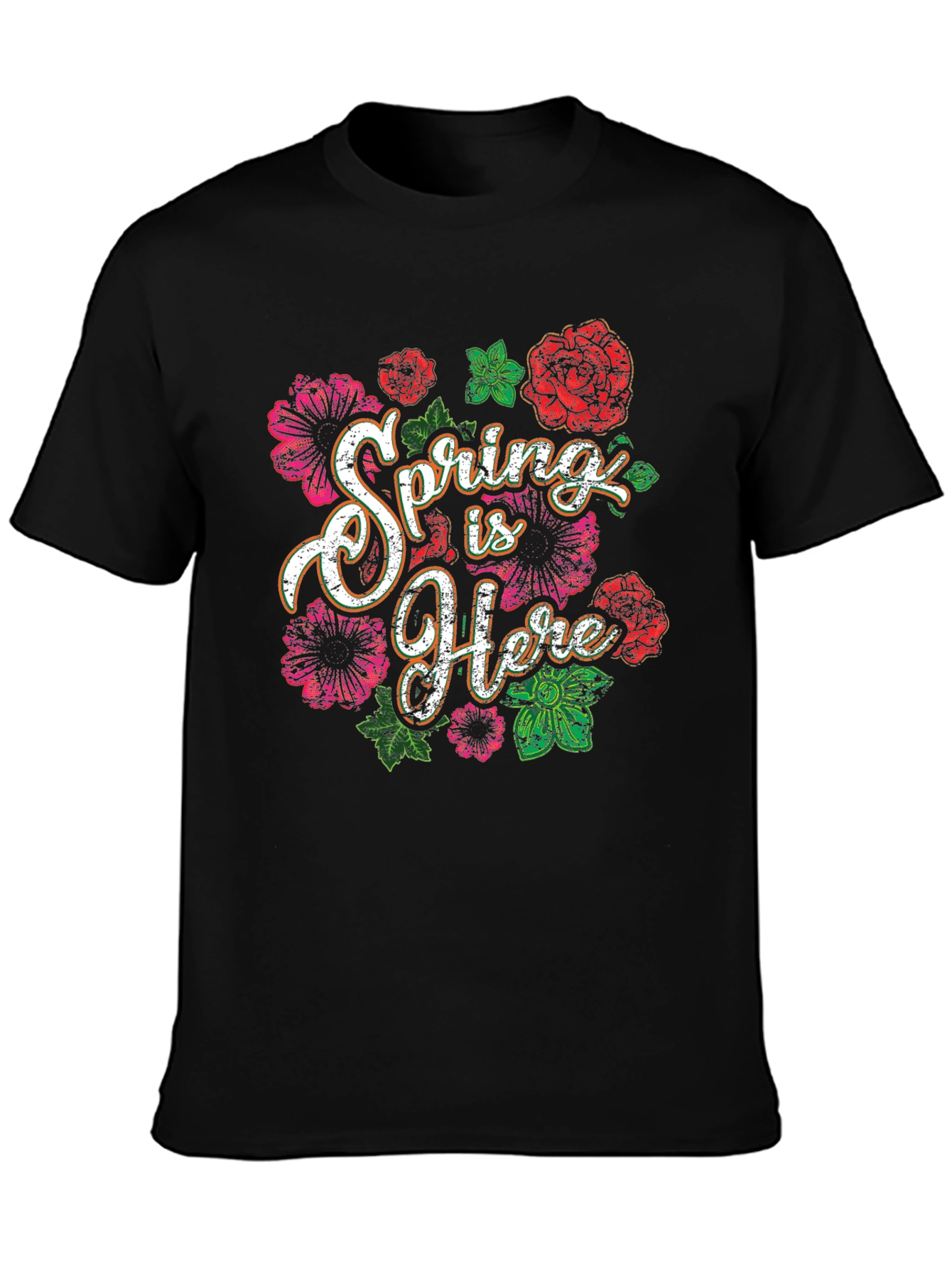 Black Spring Is Here Floral Graphic Tee view 3