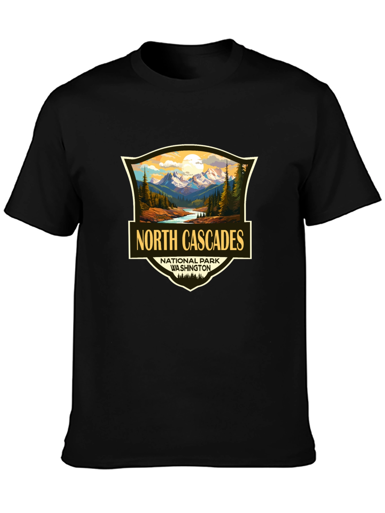 Black North Cascades National Park T-Shirt view 3