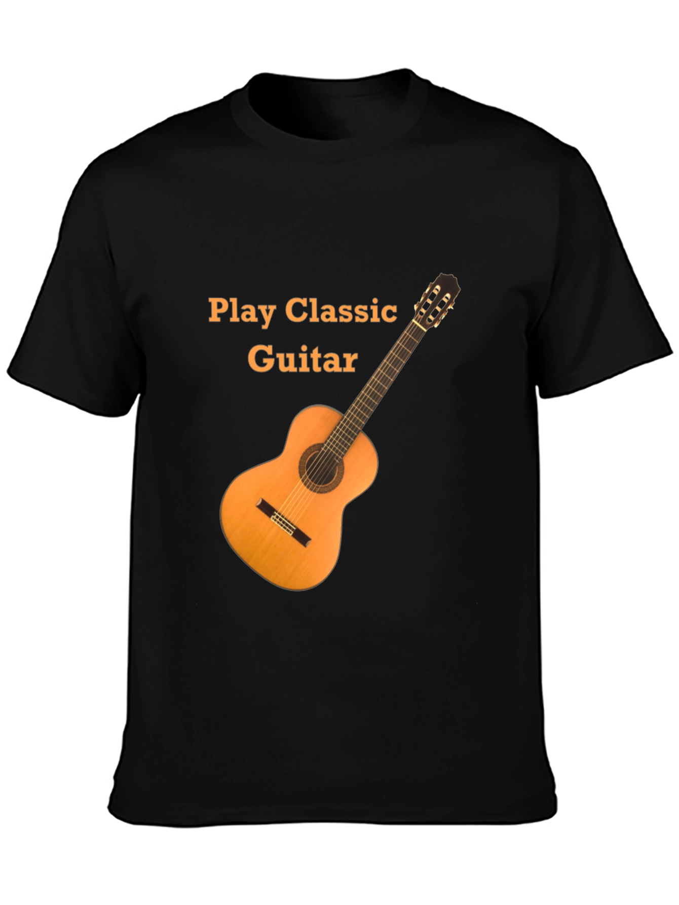Black Classic Guitar T-Shirt - Play Classic Guitar Design view 3